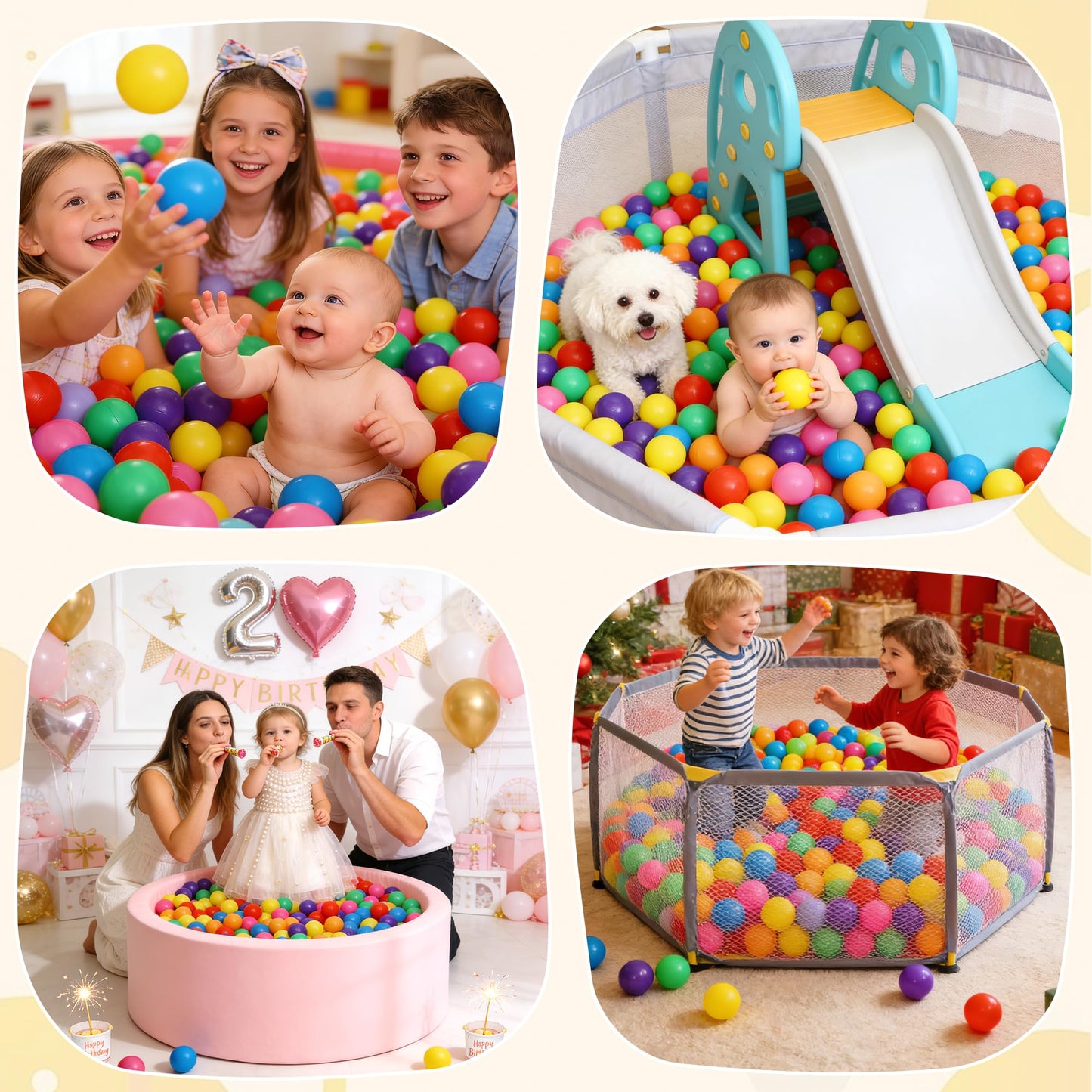 Hovenlay Ball Pit Balls Phthalate Free BPA Free Crush Proof Plastic - 7 Bright Colors in Reusable Play Toys for Kids with Storage Bag