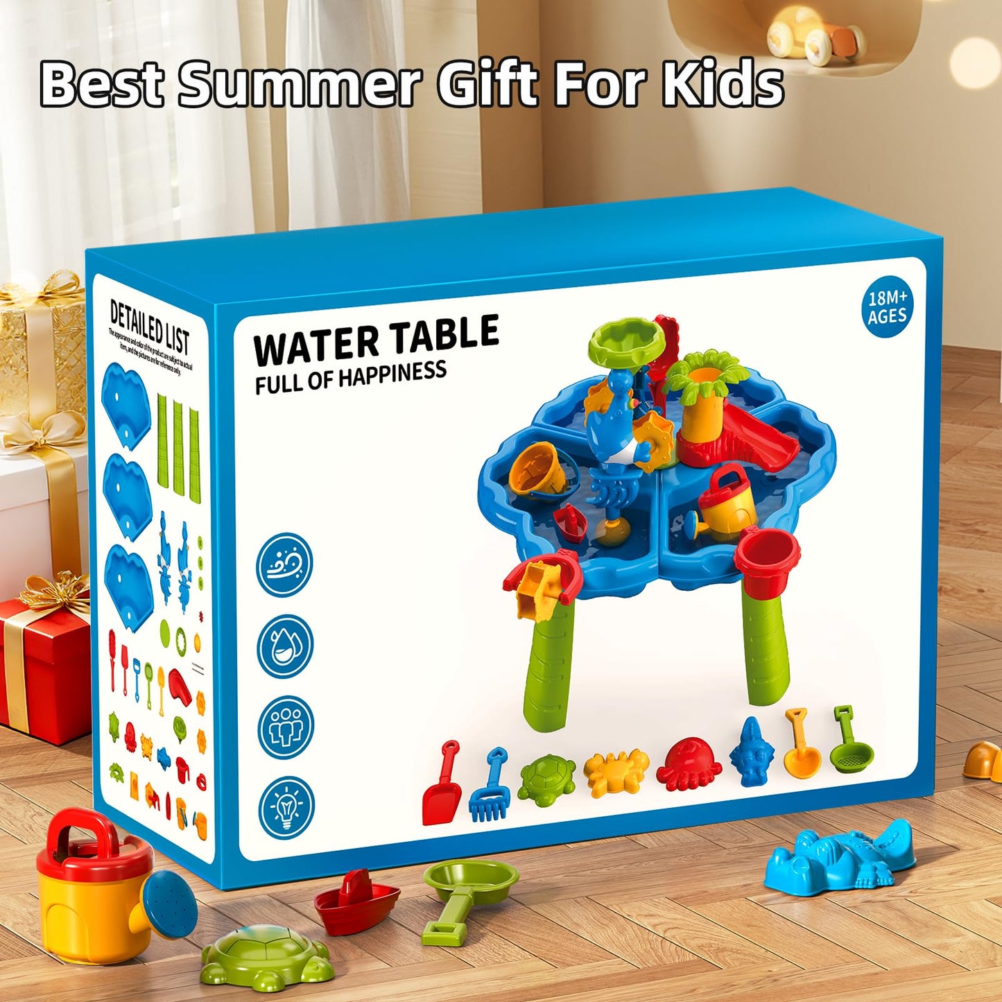 Kenthoris Water Table for Toddlers 1-3, Toddler Outdoor Toys Kids Summer Beach Backyard Pool Splash Activities Playsets, Water and Sand Activity Sensory Playset for Toddlers 1.5+ Years Old (8928)