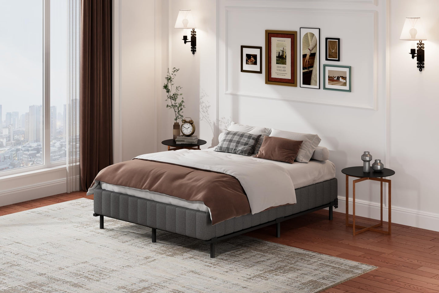 UOMEUR Box Spring for Queen Bed,9 Inch Low Profile Box Spring Queen for Queen Mattress, 3000lbs Heavy Duty Metal Mattress Foundation Support,Noise-Free, Non-Slip, Easy Assembly, Cleanable Fabric Cover