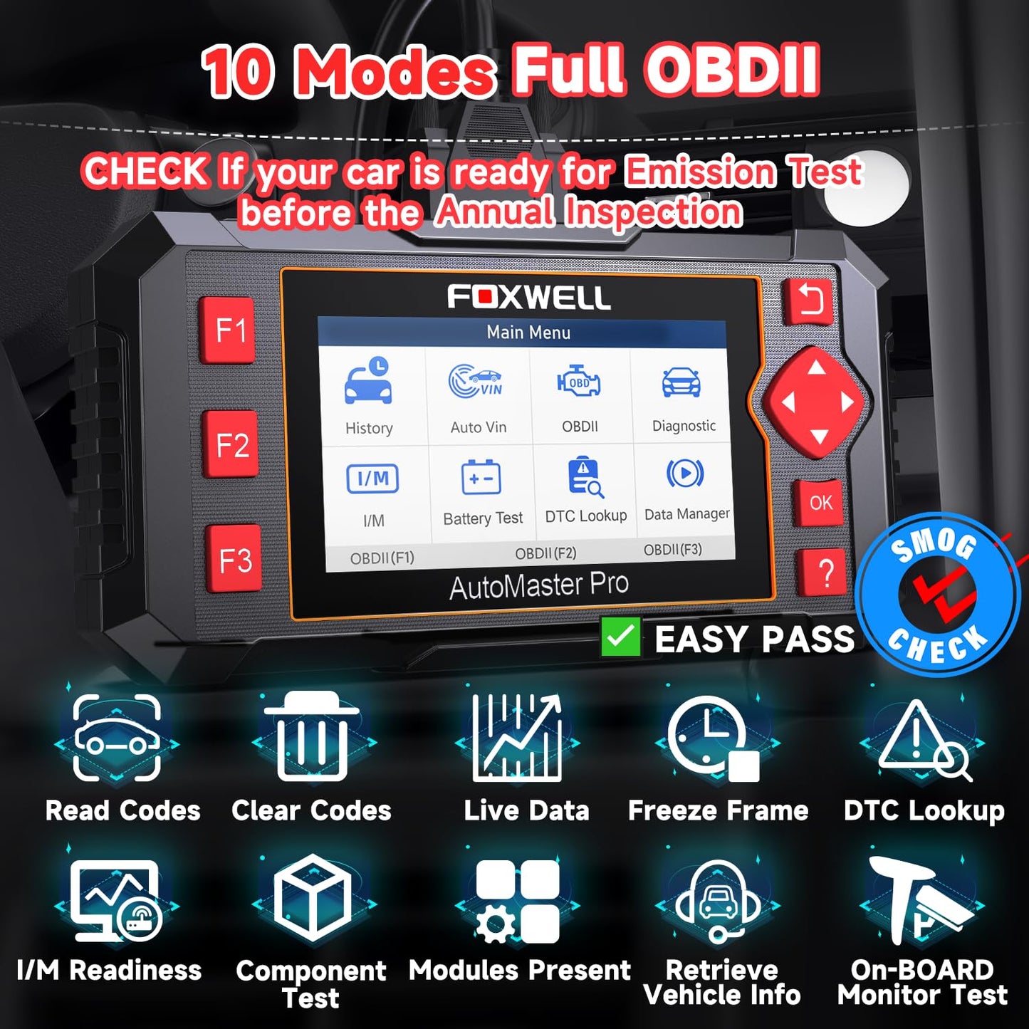 2026 FOXWELL NT604 OBD2 Scanner, Engine/ABS/SRS/Transmission Car Diagnostic Tool, Code Reader for Cars and Trucks, Precise Scan Tool for All Vehicles, EN/ES, Lifetime Free Update, AutoVIN, Live Data