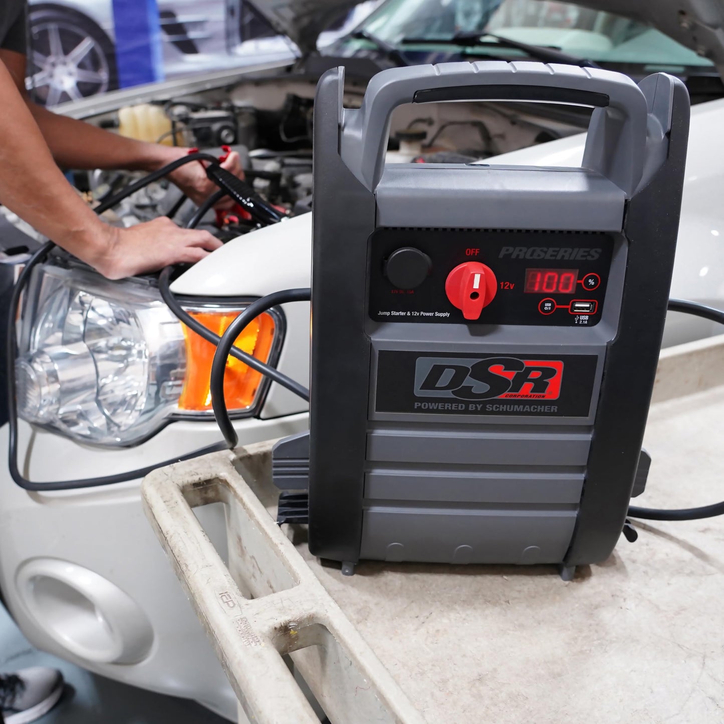 Schumacher Electric DSR ProSeries Car Battery Jump Starter - 2200 Peak Amp 12V Car Starter, Jump Box & Portable Power Station - Digital Display, Heavy-Duty Clamps - DSR165