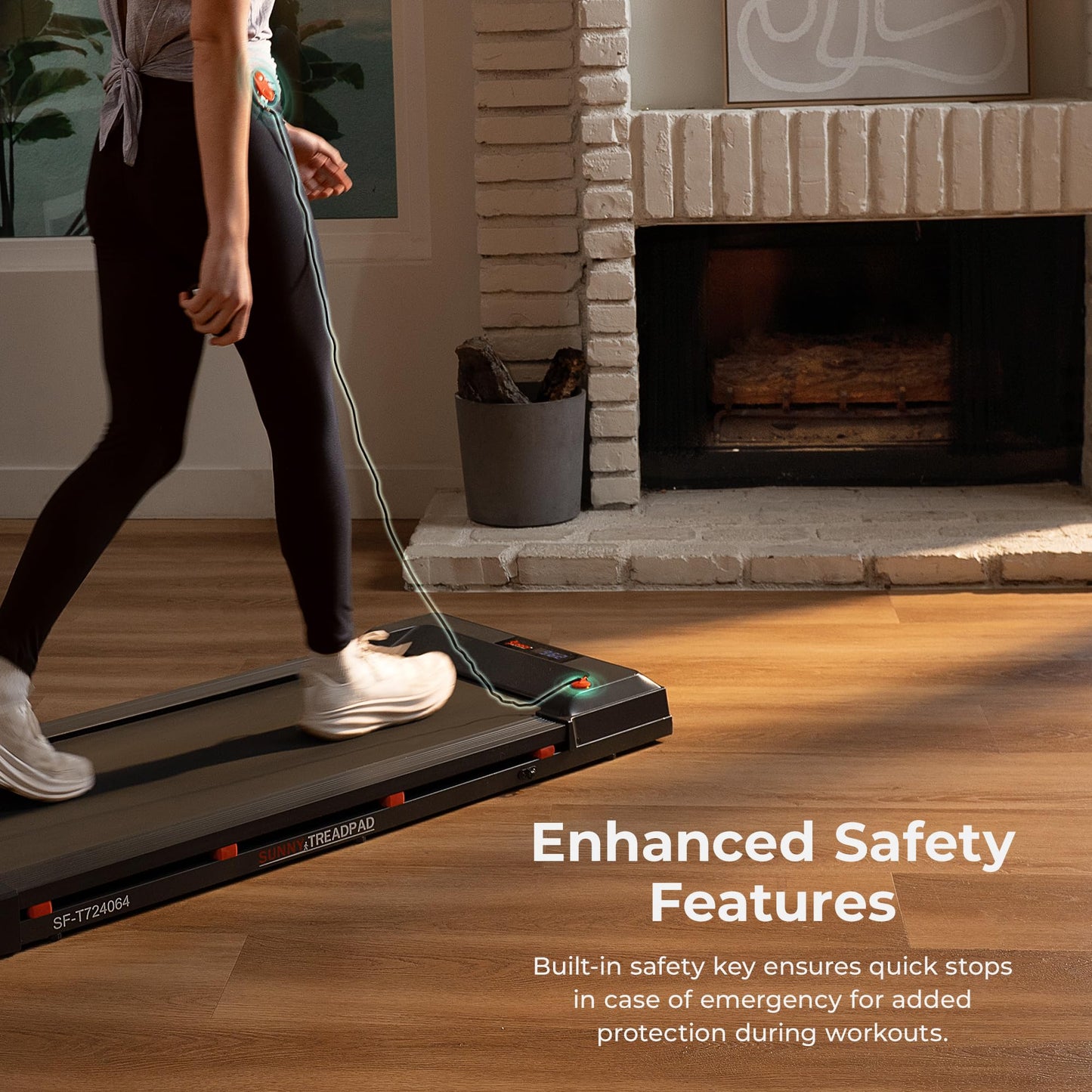 Sunny Health & Fitness Treadpad 100 Smart Walking Treadmill – Compact, Portable, Under Desk, No Assembly, WiFi & Bluetooth SunnyFit App, Remote Control, LED Display, Shock Absorption - SF-T724064