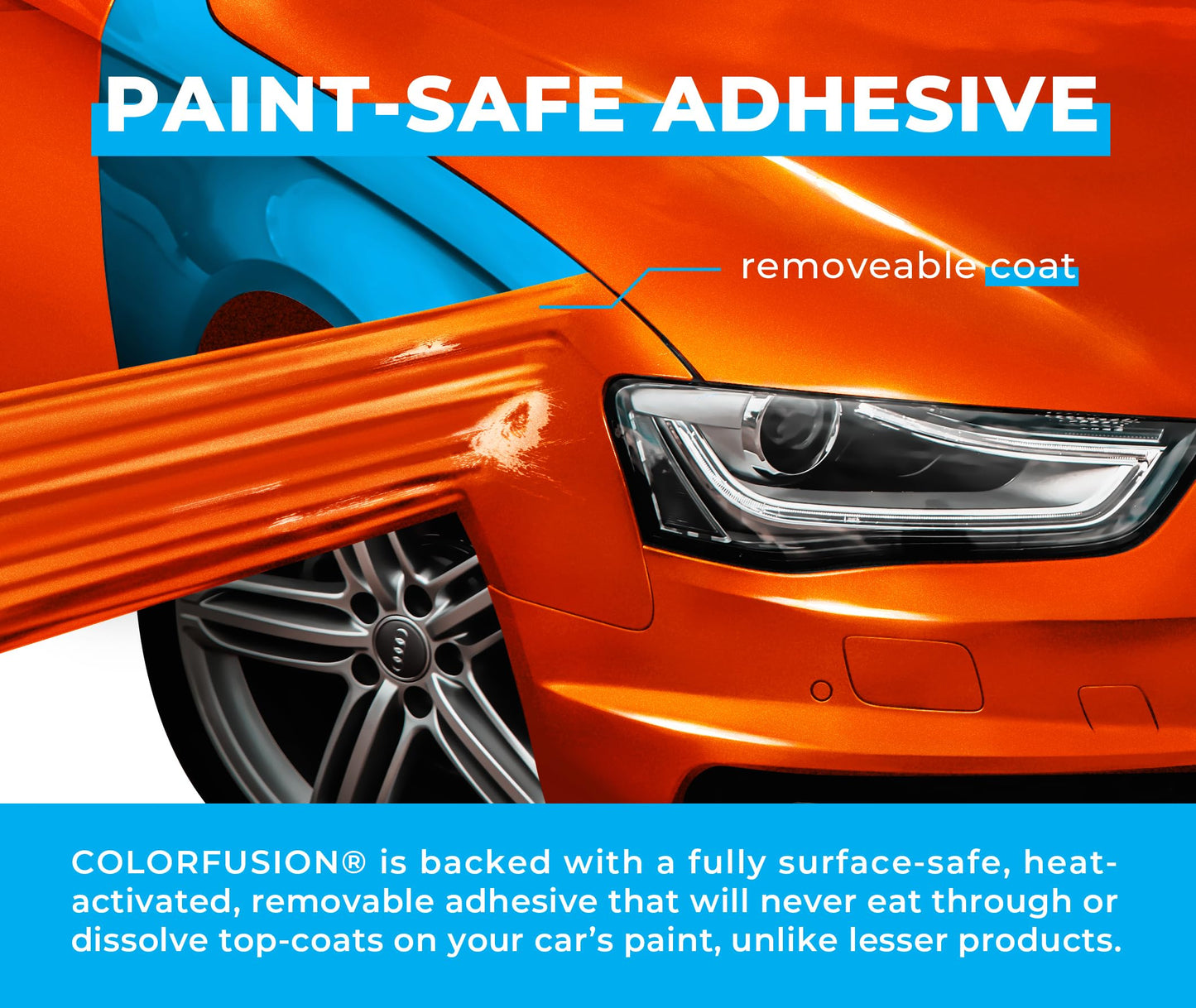 ColorFusion PPF by VViViD, Gloss Flame Orange Dry Apply PPF Vinyl Car Wrap Roll 20ft x 5ft