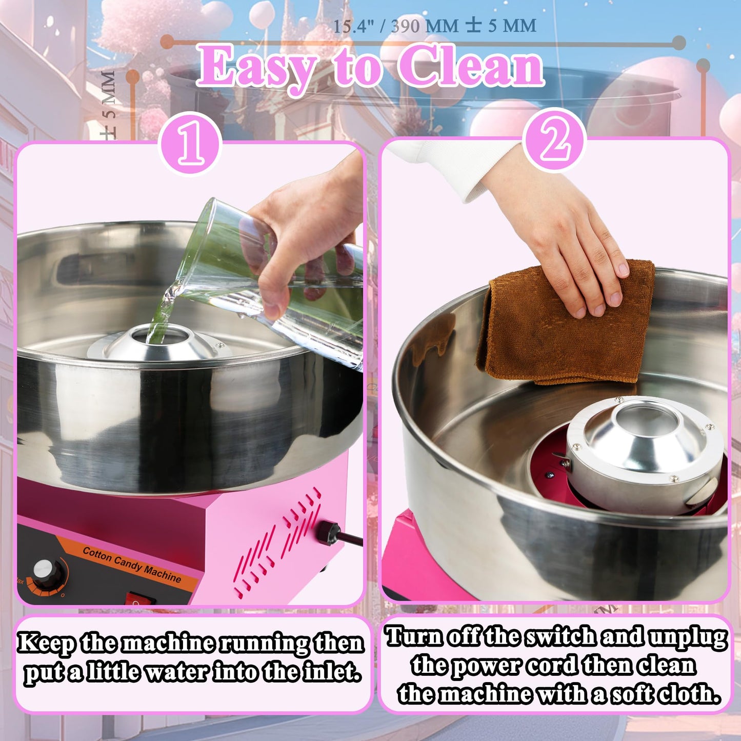 Cotton Candy Machine, Cotton Candy Maker, 1000W Electric Cotton Candy Maker Machine, Quick 3-4 Min Preheat, Commercial Cotton Candy Maker for Home, Events, Parties, and Small Business