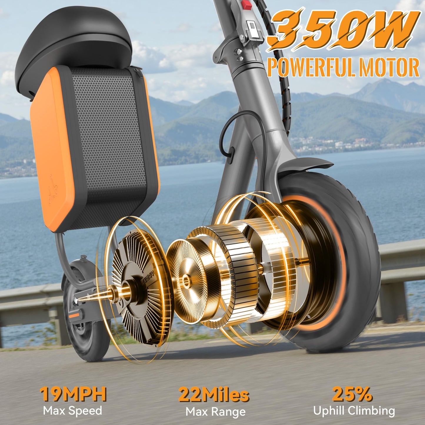 Aovowheel Electric Scooter for Adults, Folding E Scooter with 350W Motor 19 Mph Top Speed, Max 23 Miles Long Range, 8.5'' Solid Tires Commuting Scooters with Dual Brakes System, APP