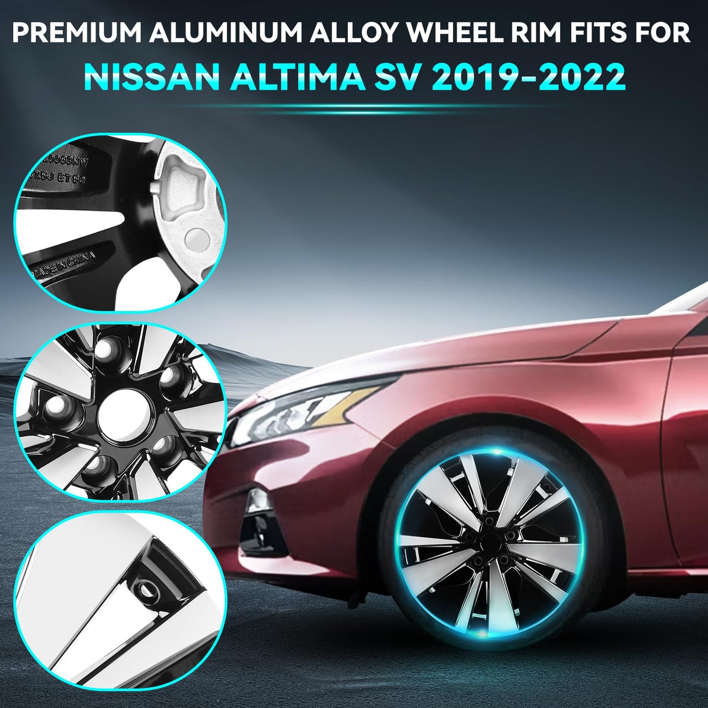 HOLUEKU 17x7.5 Inch New 17 Inch Premium Aluminum Alloy Wheel Rim Fits for 2019 2020 2021 2022 Nissan Altima SV SL, ALY62784U45N, OEM Design Replacement Rim