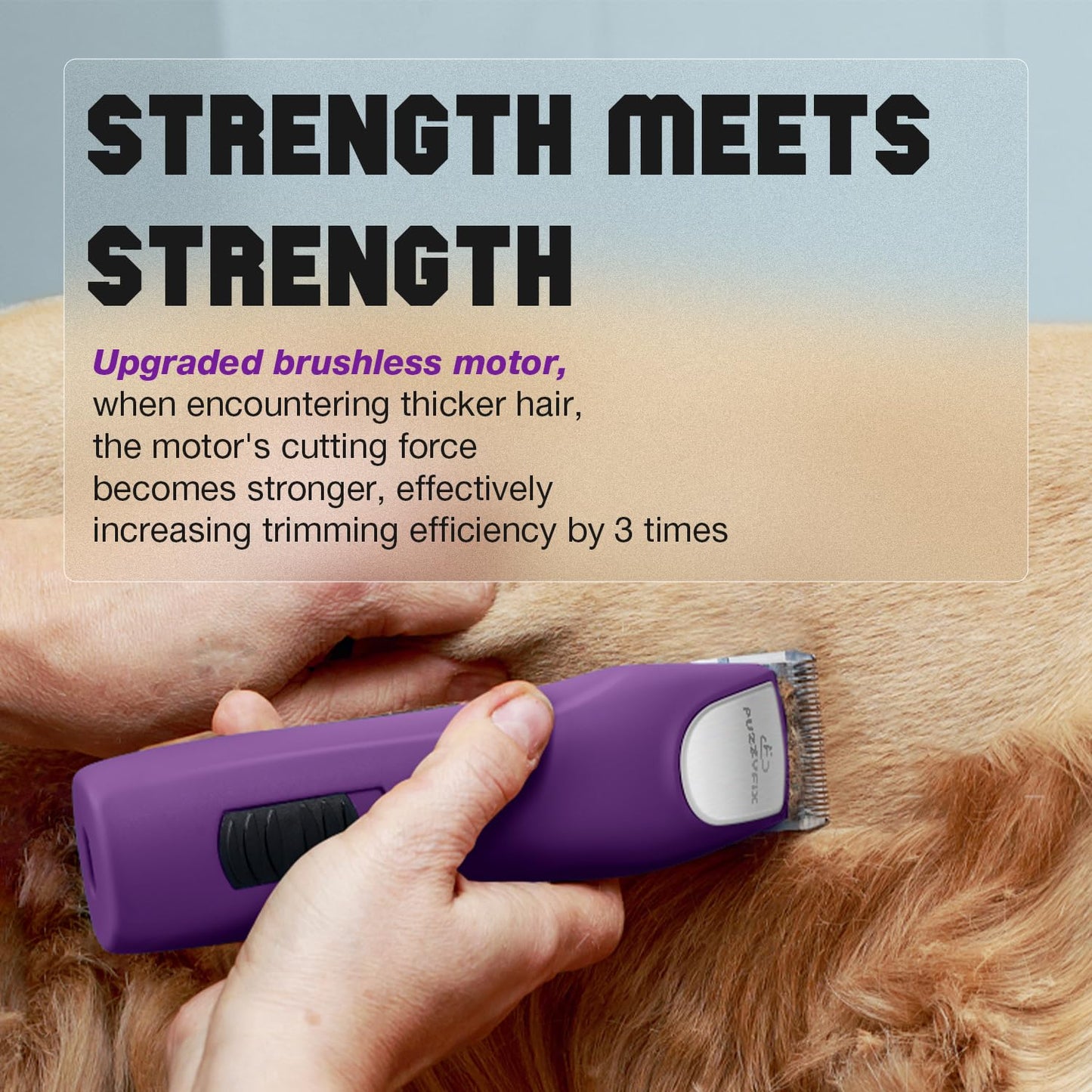 FuzzyFix Professional Dog Clippers for Grooming - 2 Speed Detachable Blade Pet Grooming Kit for Thick Curly Matted Coats - Low Noise Heavy Duty Cordless Hair Trimmer for Animal Pet Horse