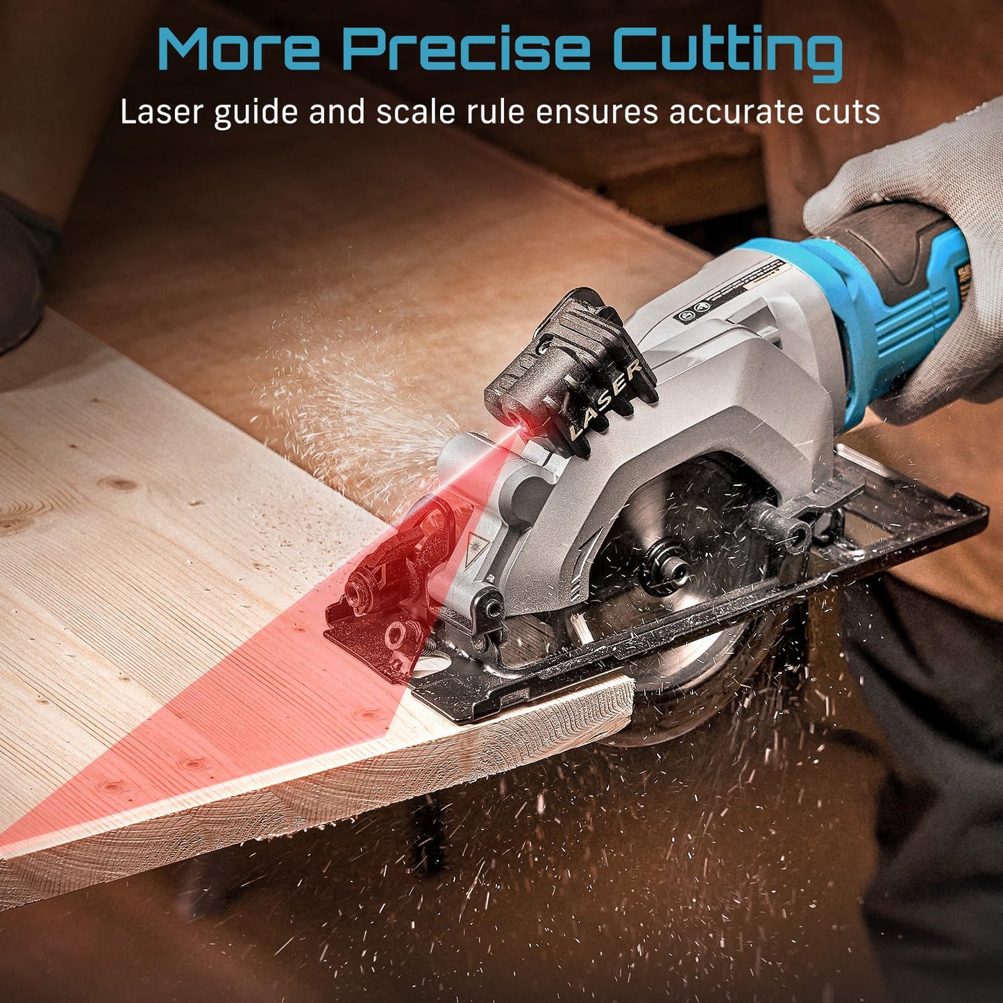 Seesii Mini Circular Saw with Laser Guide,4.8A 4000 RPM Compact Corded Circular Saw with Rip Guide,3 Blades (4-1/2") for Wood,Soft Metal,Tile,Plastic Cutting,Max Cut Depth 1-11/16"(90°),1-1/8" (45°)