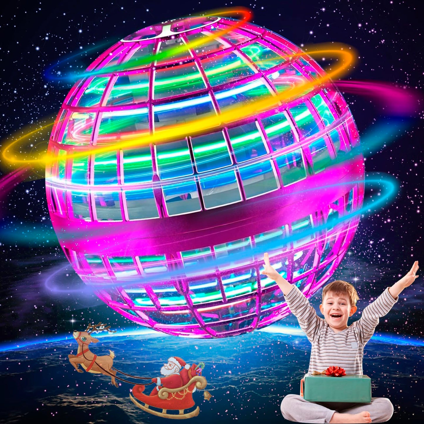 SUMMERLANGUAGE Flying Orb Ball Toy - 2026 Upgraded Magic Flying Orb Toy with LED Light 360°Rotating, Boomerang Flying Toys Indoor Outdoor Fun Games, for 6 7 8 9 10 12+ Year Old Kids Boys Girls Adults