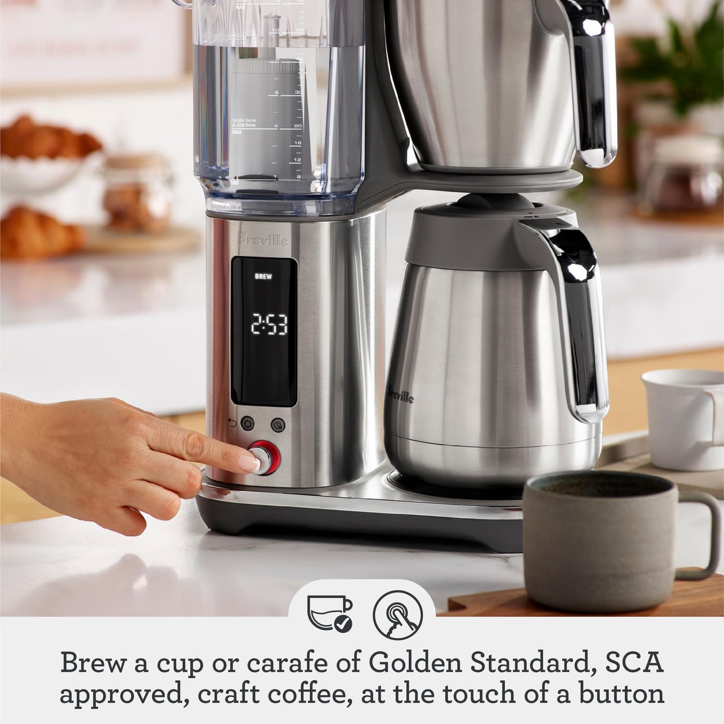 Breville Luxe Drip Coffee Machine, Brushed Stainless Steel, Thermal Carafe, BDC465BSS