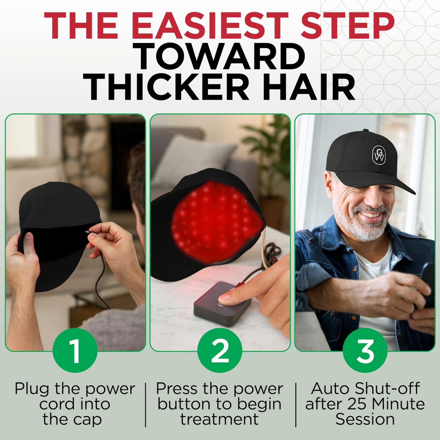 GroWell Red Light Therapy Hair Growth Cap – FDA Cleared Laser Treatment for Hair Regrowth and Reduced Shedding – LED & Laser Red Light Therapy Clinically Proven in Double-Blind Studies -Black