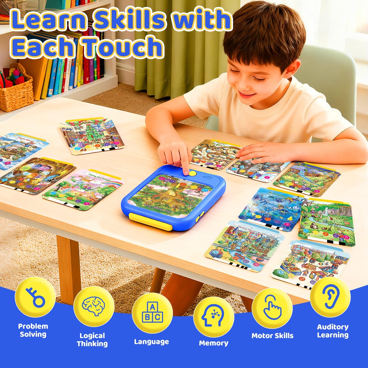 Kids Learning Tablet Bilingual, Montessori Educational Learning Toys for Toddlers 3-5 Year Olds, with 2000+ Words and Games, Autism Sensory Speech Therapy Toys, 3 4 5 6 Year Old Boy Girl Birthday Gift