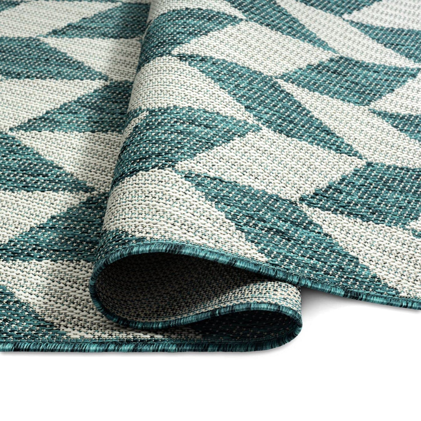 Nicole Miller New York Patio Country Calla Contemporary Herringbone Indoor/Outdoor Area Rug, Green/Cream, 6'6"x9'2"