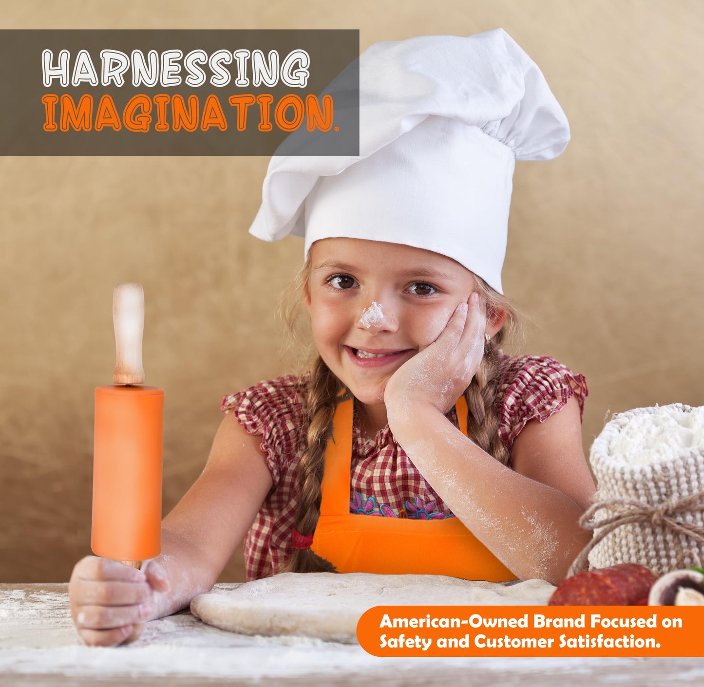 PERLLI Kids Real Cooking Set for Cooking and Baking – 31 Pc. Gift for Junior Chef with Real Utensils, Case & Safe Kids Knife Set for Boys & Girls – Fine Motor Skills & Fun for Children Ages 6+, Orange