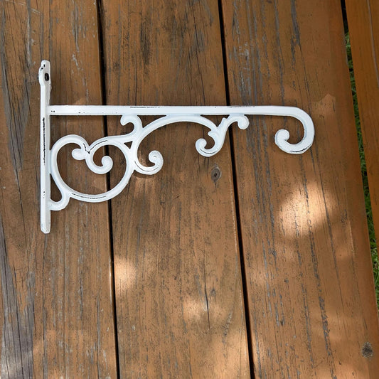 Facaler Heavy-Duty Cast Iron Plant Hanging Brackets, 11.5" Wall Mount Hanger for Planters, Bird Feeders, Lanterns, Outdoor & Indoor Use, Set of 2 with Mounting Hardware (White, 2-Pack‌)