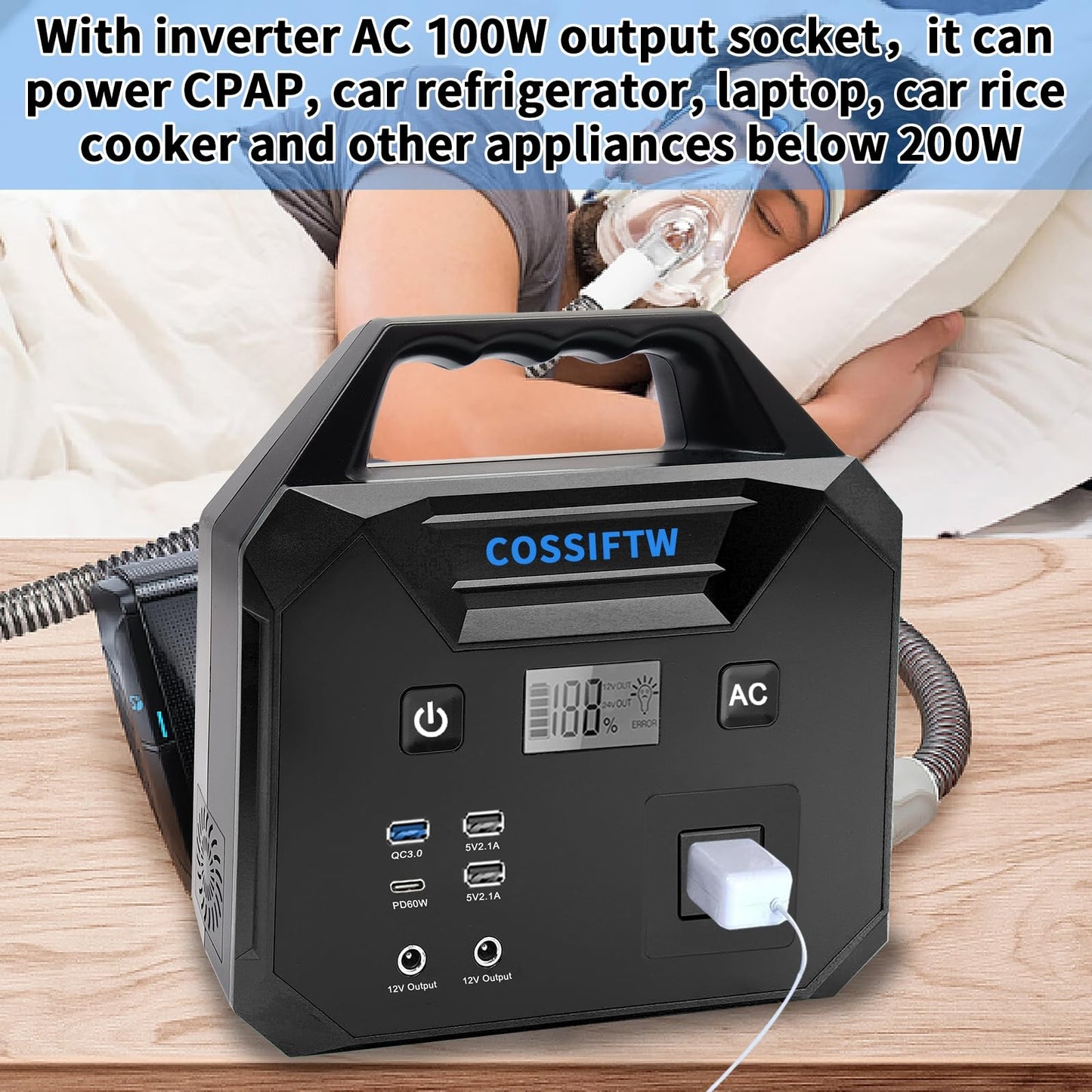 COSSIFTW 10000A Heavy Duty Jump Starter AC 200W Generator 130wh Jump Booster PD 60W Two-Way Fast-Charging The Most Multi Functions & Heavy Duty Jump Starter (Apply for All Cars & Trucks)