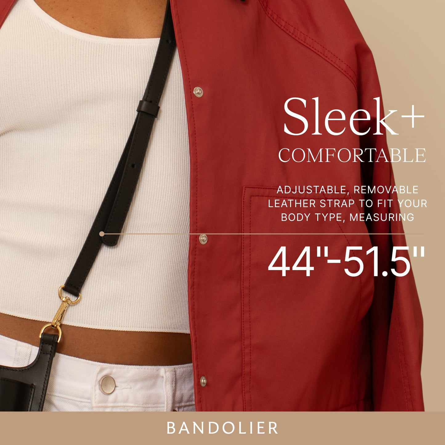Bandolier Parker Crossbody Cell Phone Bag in Genuine Smooth Leather for Women| Adjustable Strap. Exterior Zipper Pocket for Cards. Gold Luxe Hardware
