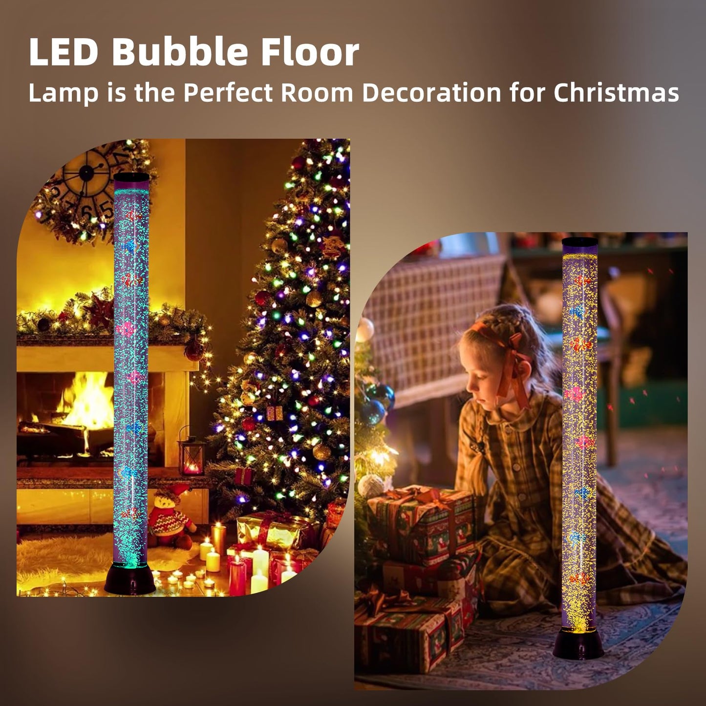 4FT Sensory LED Water Bubble Tube Lamp with 12 Fish and Color Changing Light Effects, Sensory Bubble Tube Lamp for Autistic ADHD Children Alleviating Stress and Anxiety in Adults
