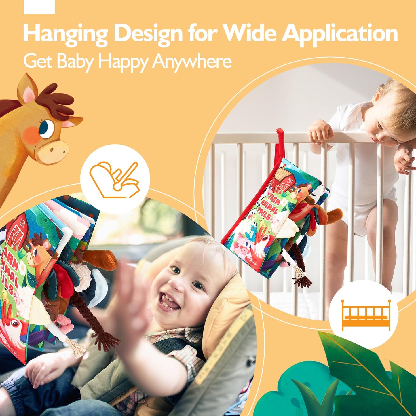 hahaland Baby Books 0-6 Months,Infant Tummy Time Toy Sensory Toys 6 to 12 Months Touch Feel Book Gifts for Boy Girl 0-3 Month Baby Shower Birthday Easter Basket Stuffers (Single)