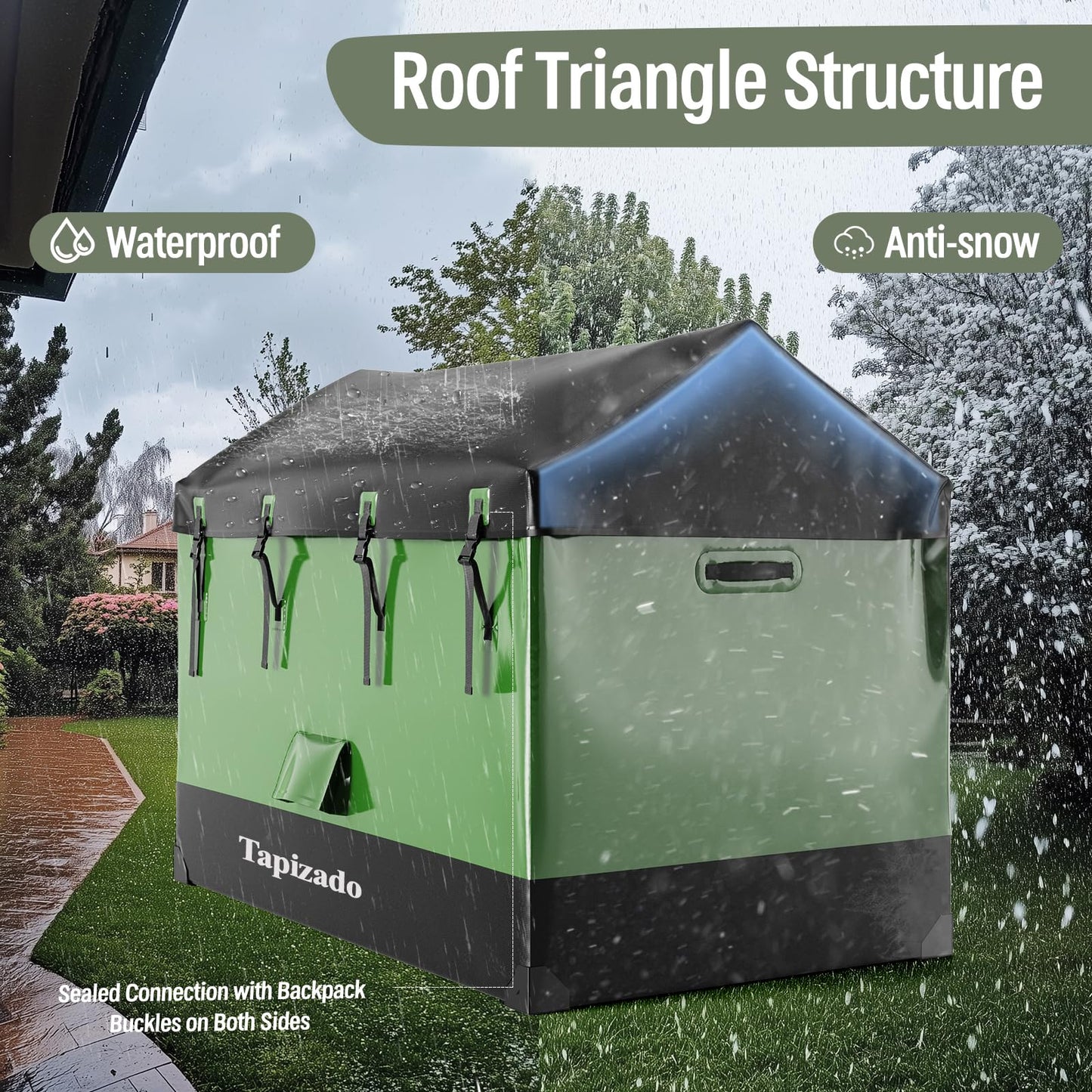 Tapizado 310 Gallon Extra Large Deck Boxes, 1170L Capacity Waterproof Outdoor Storage Bin for Patio Furniture Cushions, Pool Accessories, Garden Tools and Christmas Tree, Black & Green