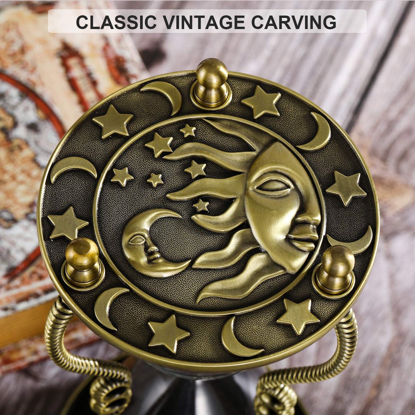 SuLiao Hourglass Sand Timer 60 Minute:Sun and Moon Engraving Brass Sand Clock, Metal White Sand Watch 60 Min,Antique Reloj De Arena 60 Minuots,Large 1 Hour Glass Sandglass for Gift Office Desk Decor