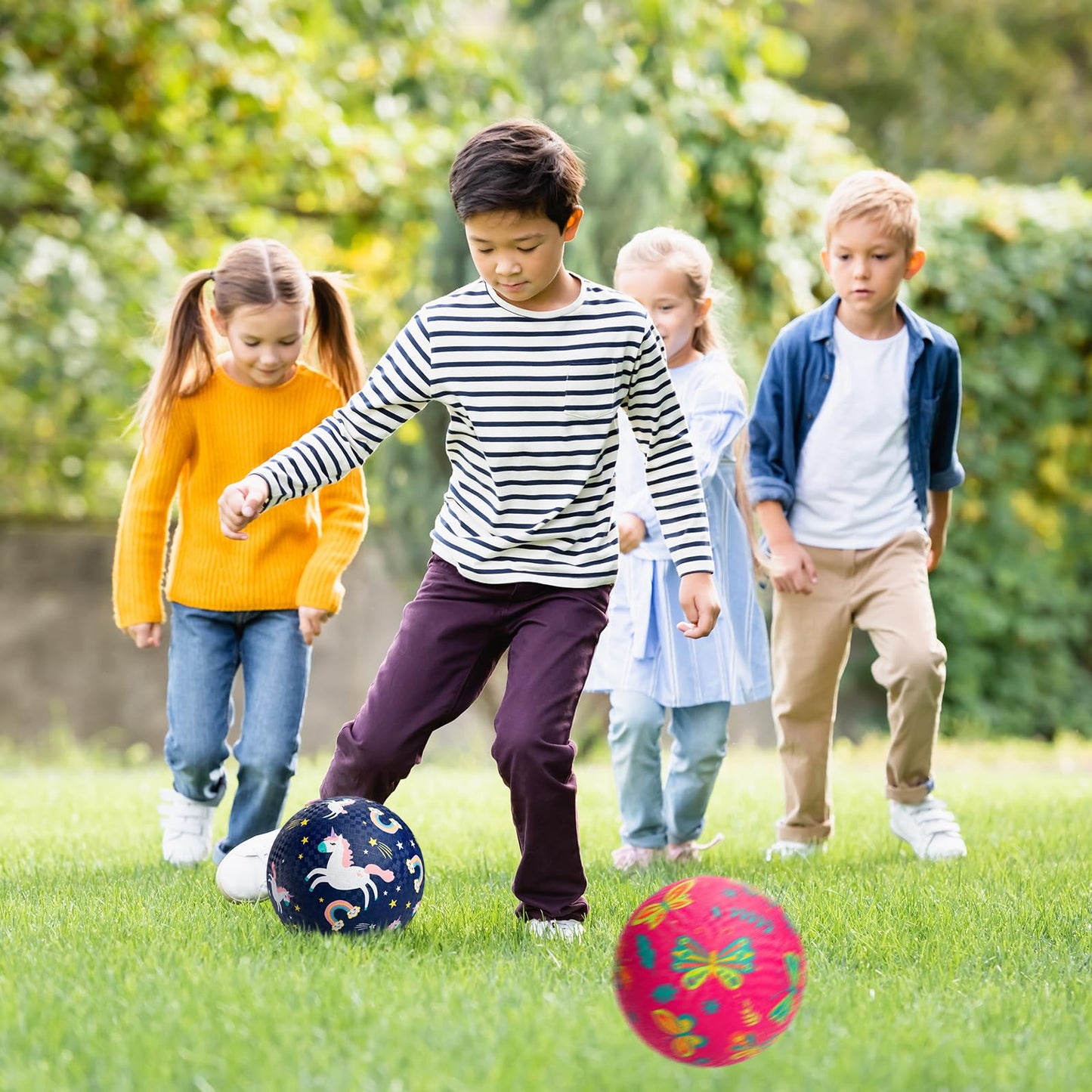 ZOOJOY Pack of 2 Cartoon Playground Balls for Kids 1-6, 6 Inch Rubber Balls for Dodgeball, Rubber Bouncy Kickball, Indoor & Outdoor Game Gaga Balls for Boys Girls with Pump
