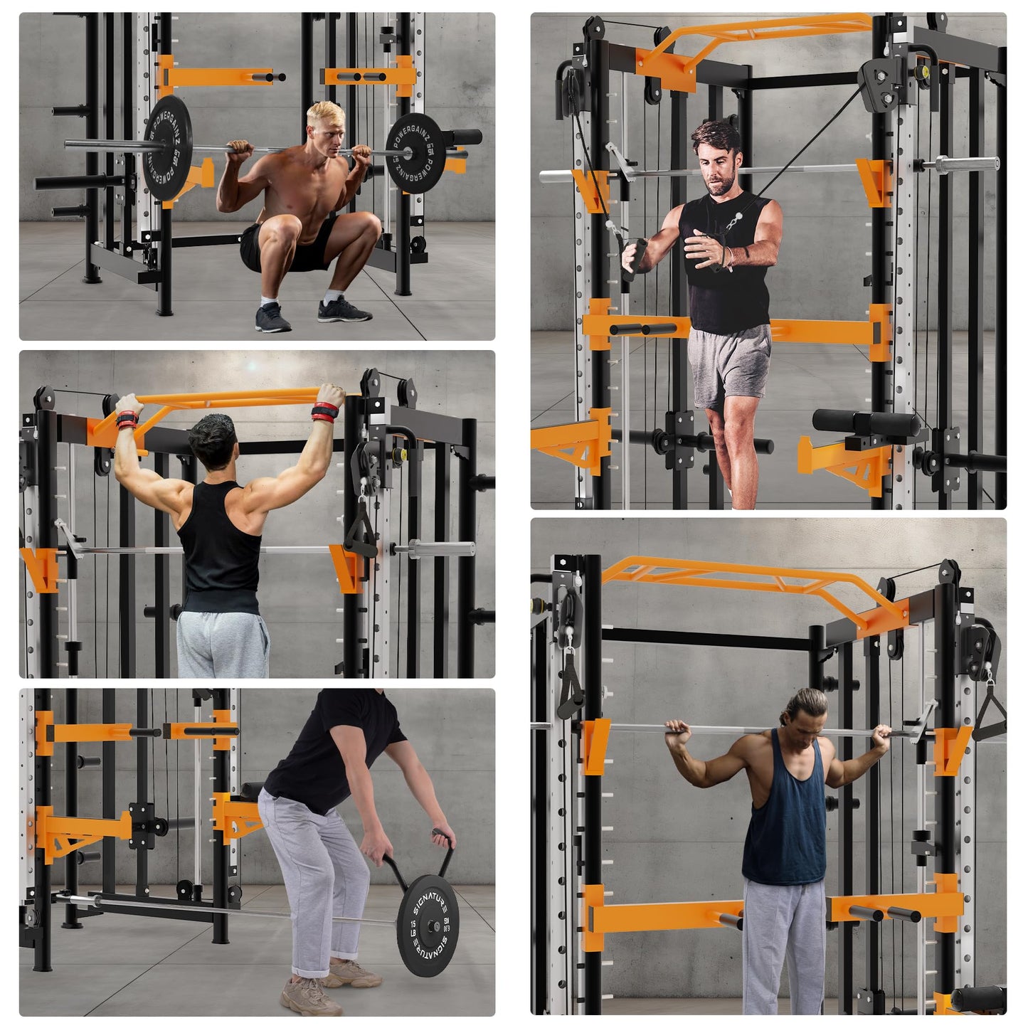 Fitvids Machine Power Rack Home Gym with Pulley System and Cable Crossover, Squat Rack and LAT Pulldown, Functional Trainer, Leg Extension and Curl for Full Body Strength Training