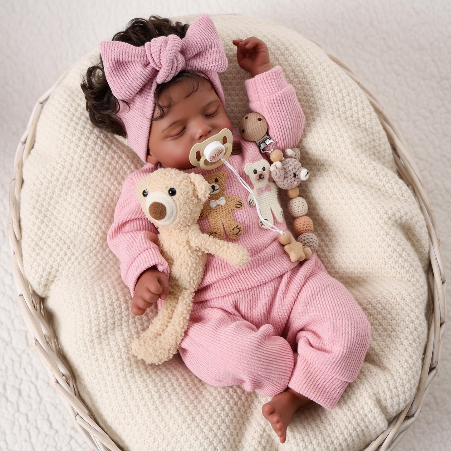 BABESIDE Reborn Baby Dolls Black Girl - 20 Inch Soft Body Realistic Baby Doll Handmade Real Life Baby Dolls with Clothes and Toy Gift for Kids Age 3+