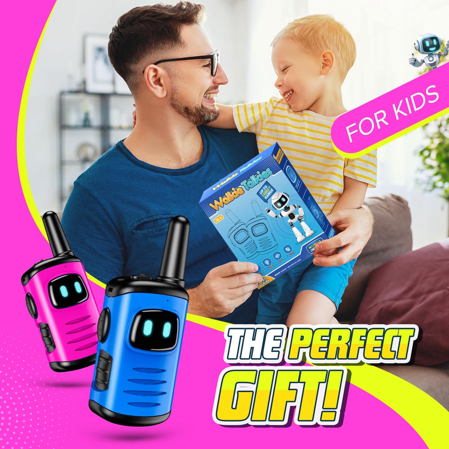 Toys for 3-8 Year Old Girls: comedyfun Mini Robots Walkies Talkies for Kids 2 Pack Birthday Gifts for 3 4 5 6 7 8 Year Old Girls Boys Camping Hiking Toys Age 4 5 6 7 8 Girl Boy