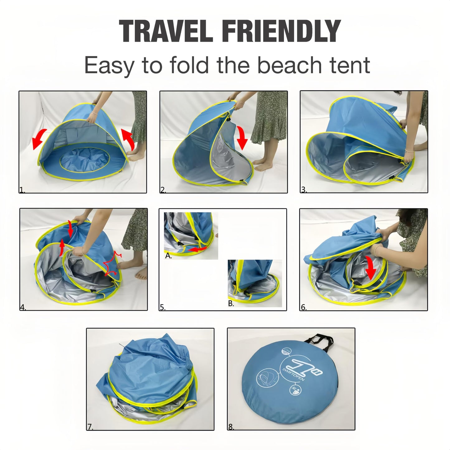 PandaEar Baby Beach Tent with Pool, Pop Up Sun Shelter for Infant Toddlers, Portable UV Protection Shade with Carry Bag for Outdoor Travel, Camping