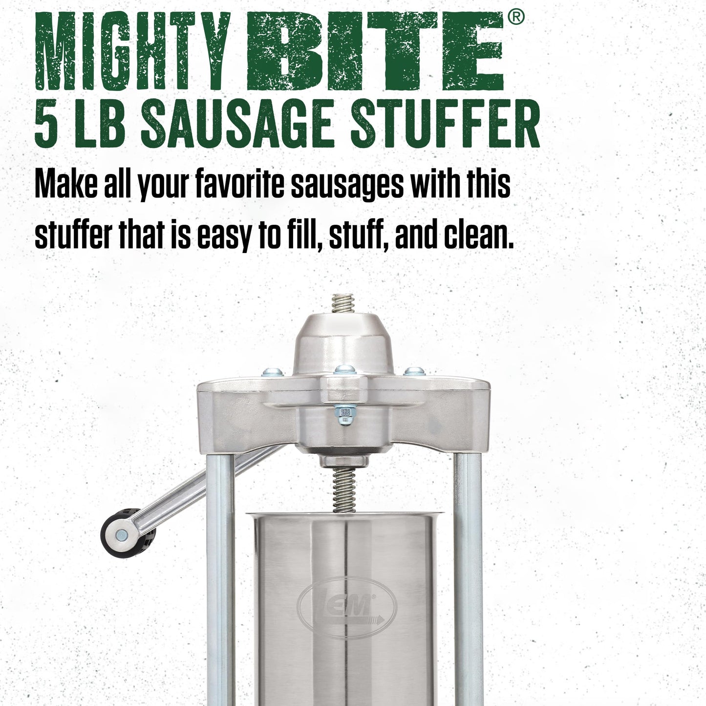 LEM Products MightyBite Vertical Stainless Steel 5 Pound Capacity Sausage Stuffer with Plastic Stuffing Tubes and Natural Hog Casings (32-35mm)