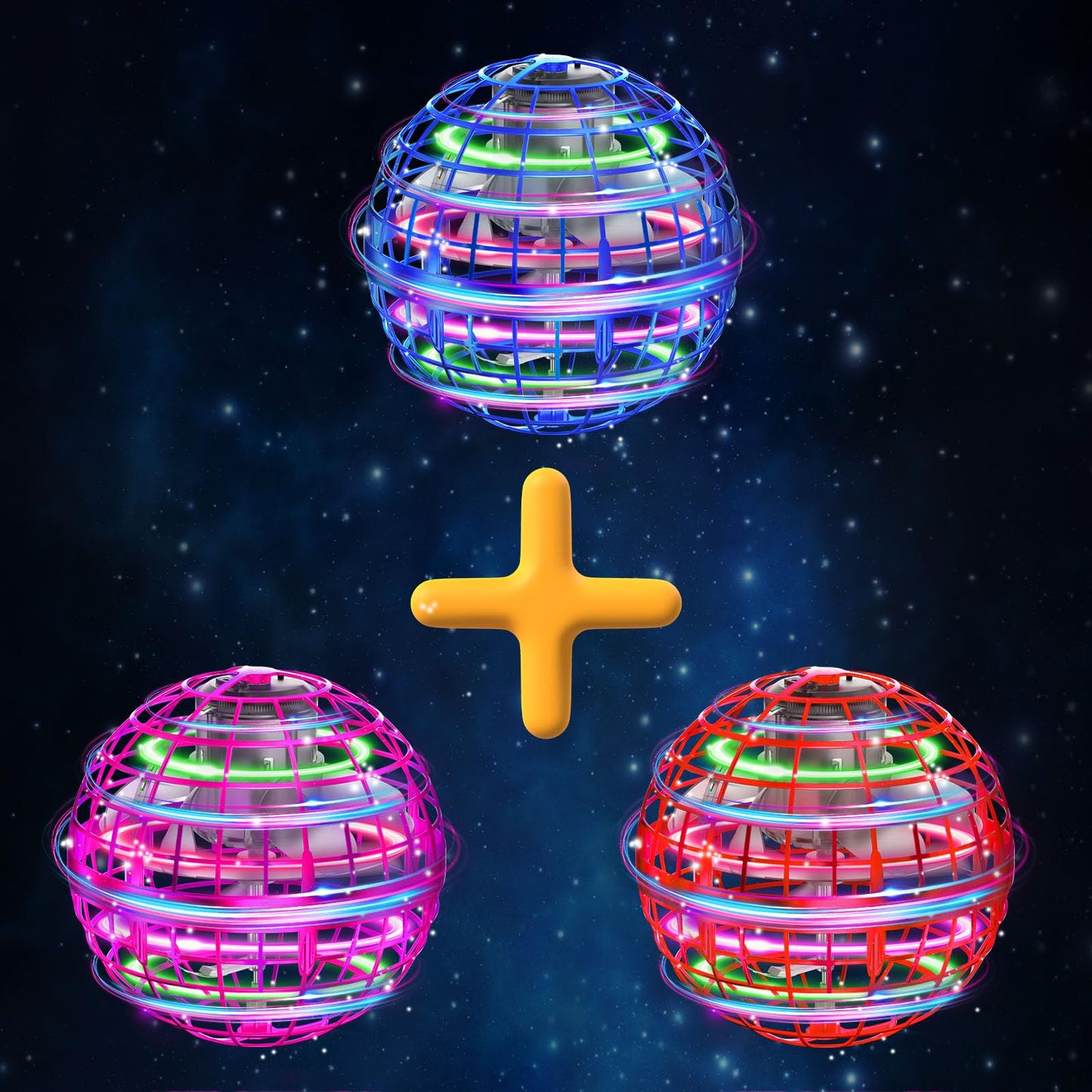 XINHOME 3 Pcs Flying Orb Ball Toys(Blue+Red+Pink) Soaring Hover Boomerang Spinner Hand Controlled Mini Drone for Kids Adults Outdoor Indoor