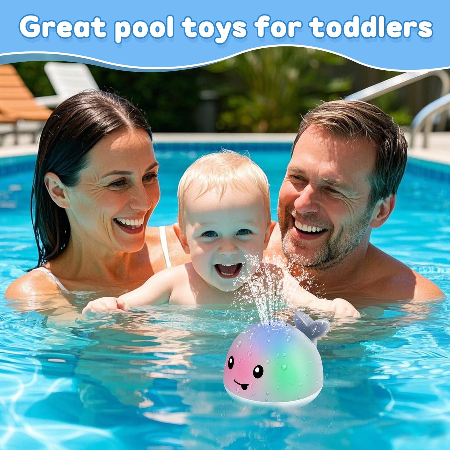 ANGGIKO Baby Bath Toys, Pool Water Toys for Babies, Toddler Bath Toys for Kids Ages 1-3, 1 Year Old Boy Girl Gift Light Up Whale Bath Toy Sprinkler, Baby 6-12-18 Months Bathtub Outdoor Water Table Toy
