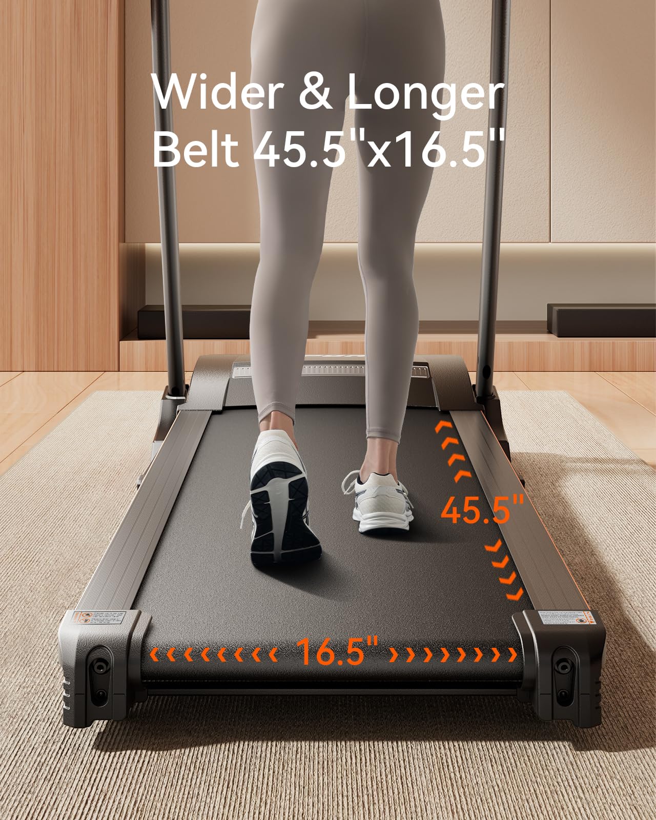 RENESTAR Treadmills for Home, Treadmill with 0-15% Auto Incline, 3HP Folding Treadmills for Running Walking with 300LBS Weight Capacity, Incline Treadmill Equipped with Bluetooth & Pulse Monitor