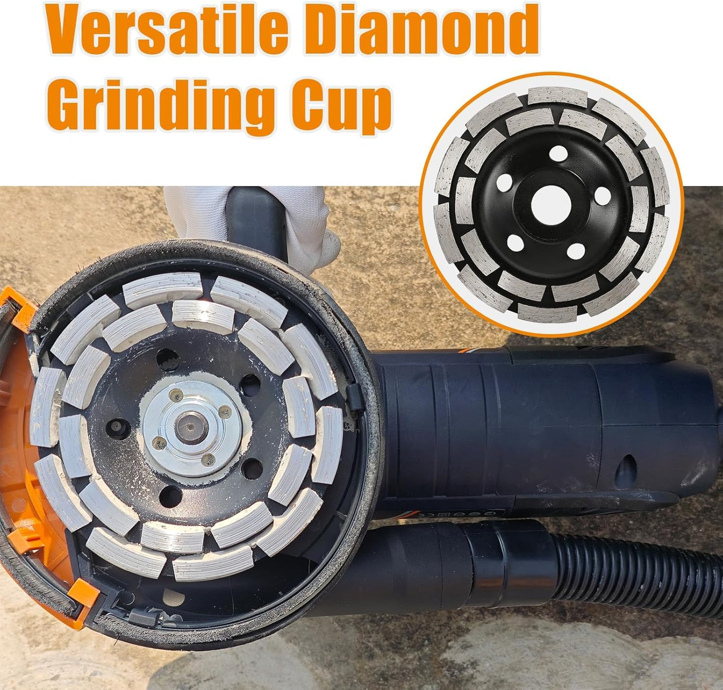MAXXT 5 Inch Concrete Surfacing Grinder, 1500W 14A Motor, 7 Adjustable Speed Angle Grinder Kit with Diamond Disc, Removable Guard, Concrete Sander for Polishing and Grinder Stone Cement Marble Granite