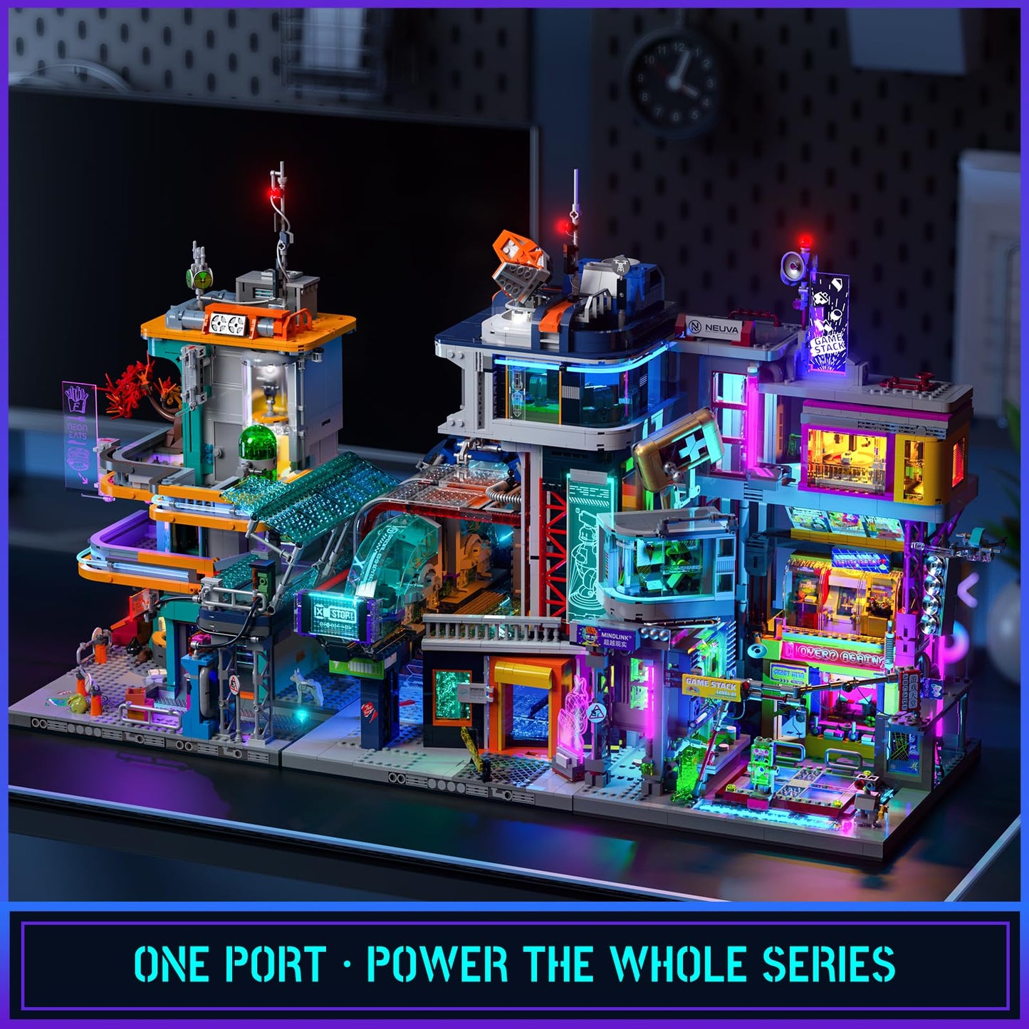 Lumibricks Cyberpunk Game Stack Lighting-Building-Bricks Set - Cyberpunk Neon City Future Gaming Room Street View Collection LED Light Model Set 2580 Pcs for Adults and Sci-fi Lovers