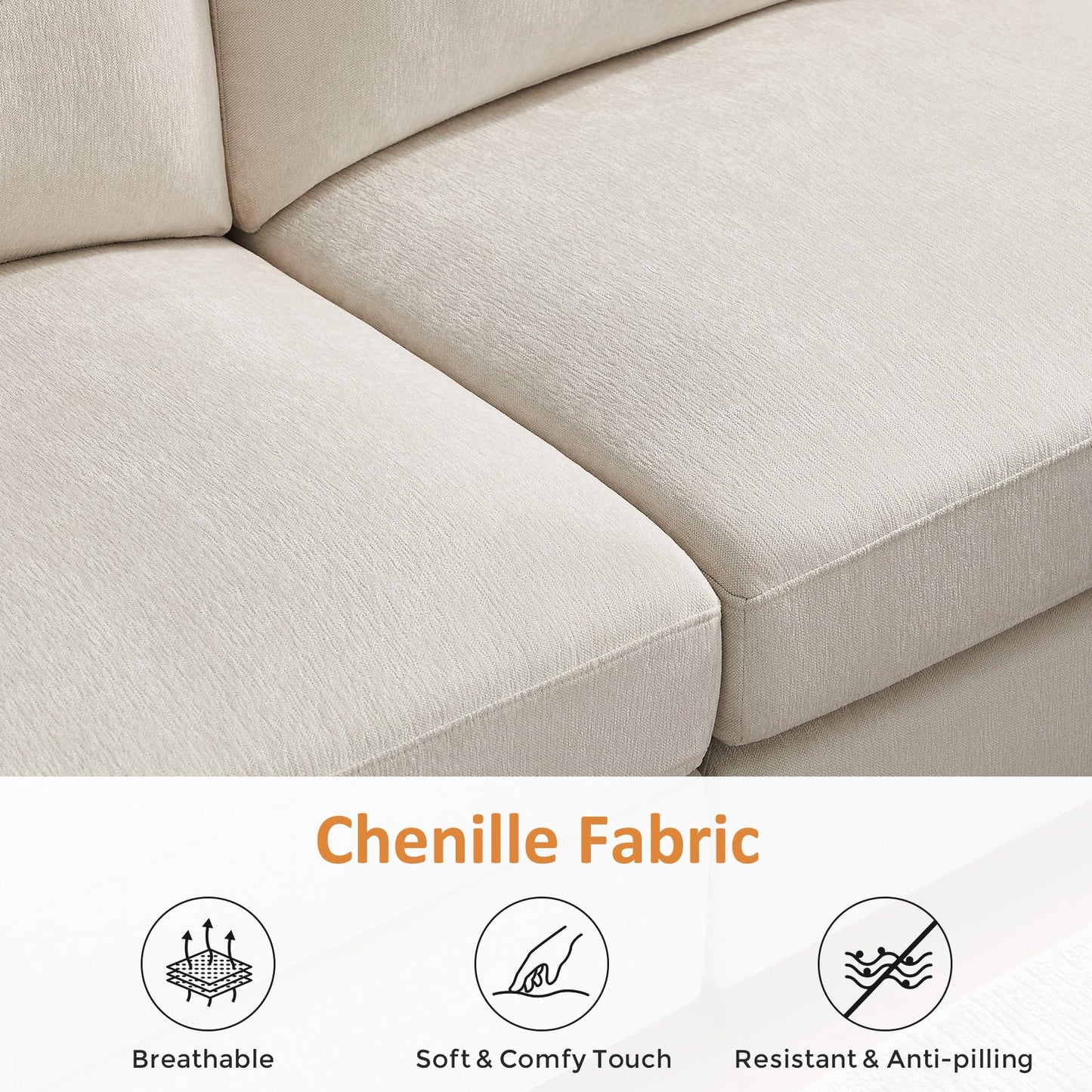 VANOMi Large Modular Sectional Sofa, Oversized Couch with Charging Station, Cloud Couch Deep Seat Sofa with Thick Cushion, Convertible Sectional Couches for Living Room Office Apartment