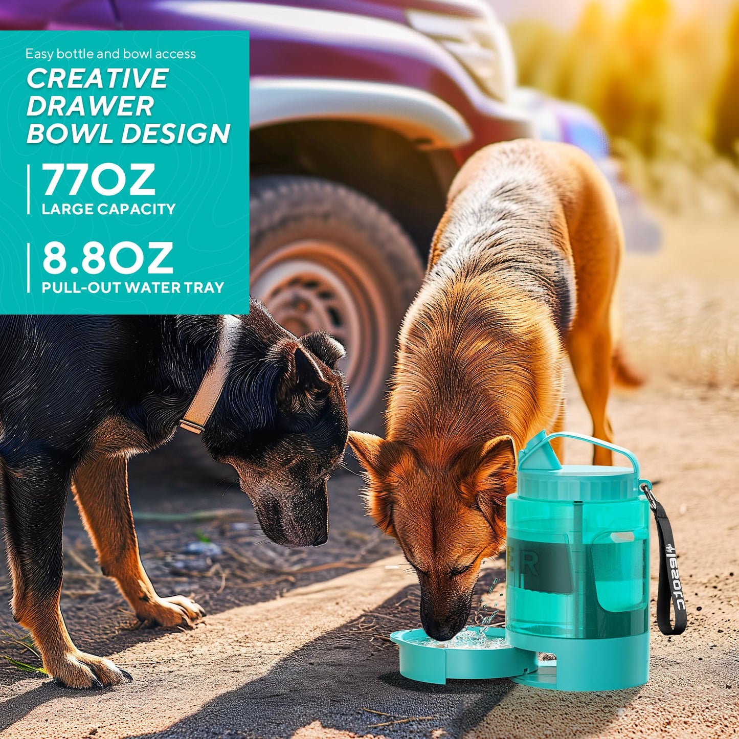 77OZ Large Dog Water Bowl Dispenser with Pull-Out Travel Water Bowls for Dogs + Dog Dryer for Pet Grooming, 3.2HP Adjustable Speed Temp Pet Hair Dryer