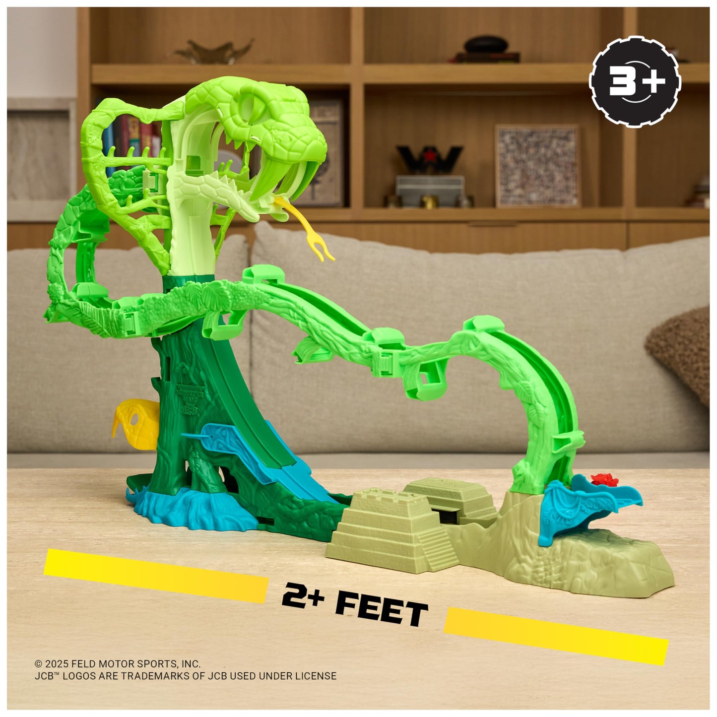 Monster Jam Mini Jams, Cobra’s Crazy Escape 28” Motorized Playset, 2 Exclusive Die-Cast ThunderROARus and JCB Digatron Monster Trucks, Kids Toys for Boy and Girls Ages 3 and up