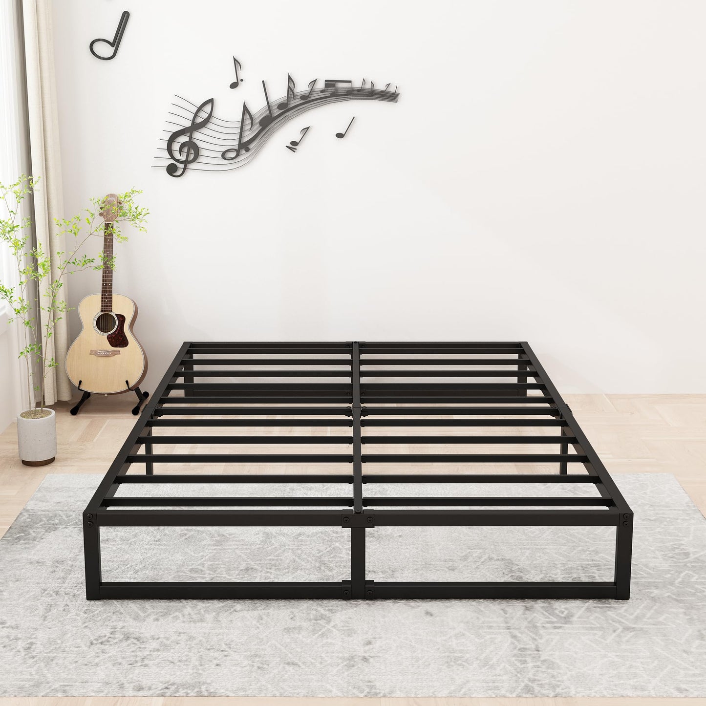 Lutown-Teen 9 Inch California King Bed Frames No Box Spring Needed Heavy Duty Metal Cal King Platform for Mattress Foundation, Noise Free, Easy Assembly, Black