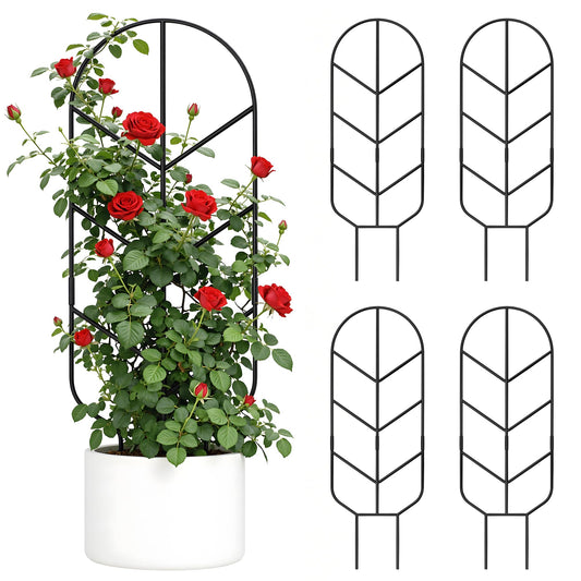 4 Pack 30'' Large Metal Plant Trellis for Climbing Plants, Tall Plant Support for Indoor & Outdoor Use, Modern Decorative Trellis for Potted Plants (4 Pack)