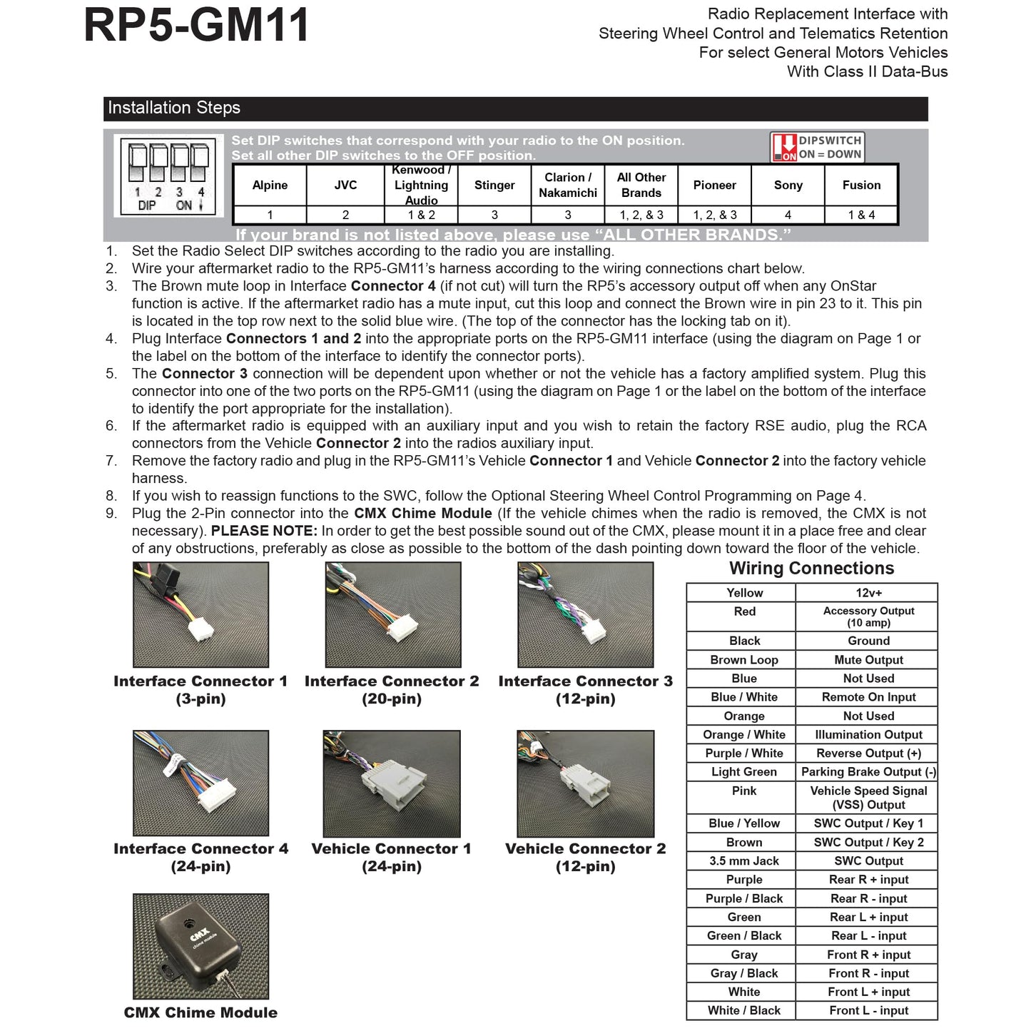 PAC RP5-GM11 Radio Replacement Interface Compatible with Select 2000-2013 GM Vehicles, Retains OnStar, Steering Wheel Controls & Bose Factory Amplifier, Plug & Play Car Stereo Wiring Harness