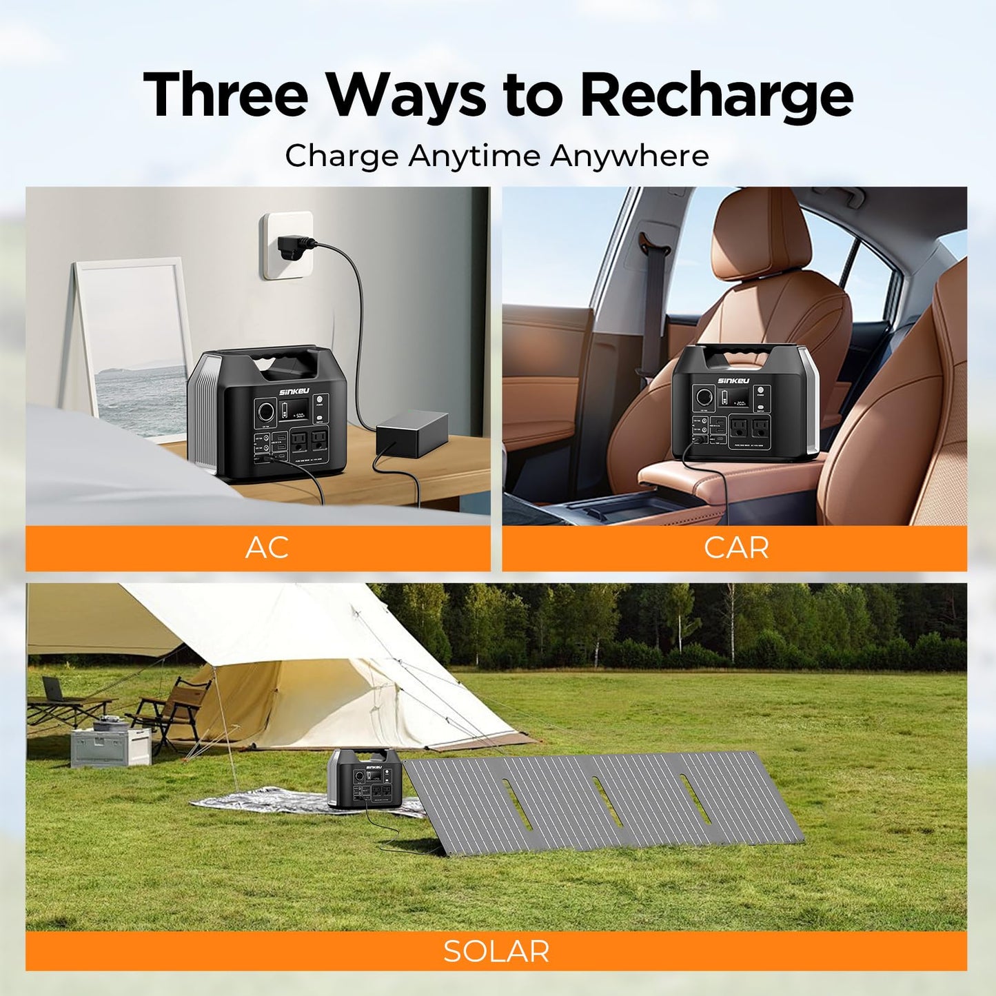 SinKeu Portable Power Station 300W with 40W Solar Panel,256Wh Solar Generator LiFePO4 Battery with USB DC AC Outlet for Outdoor,Off-Grid Living,RV,Emergency