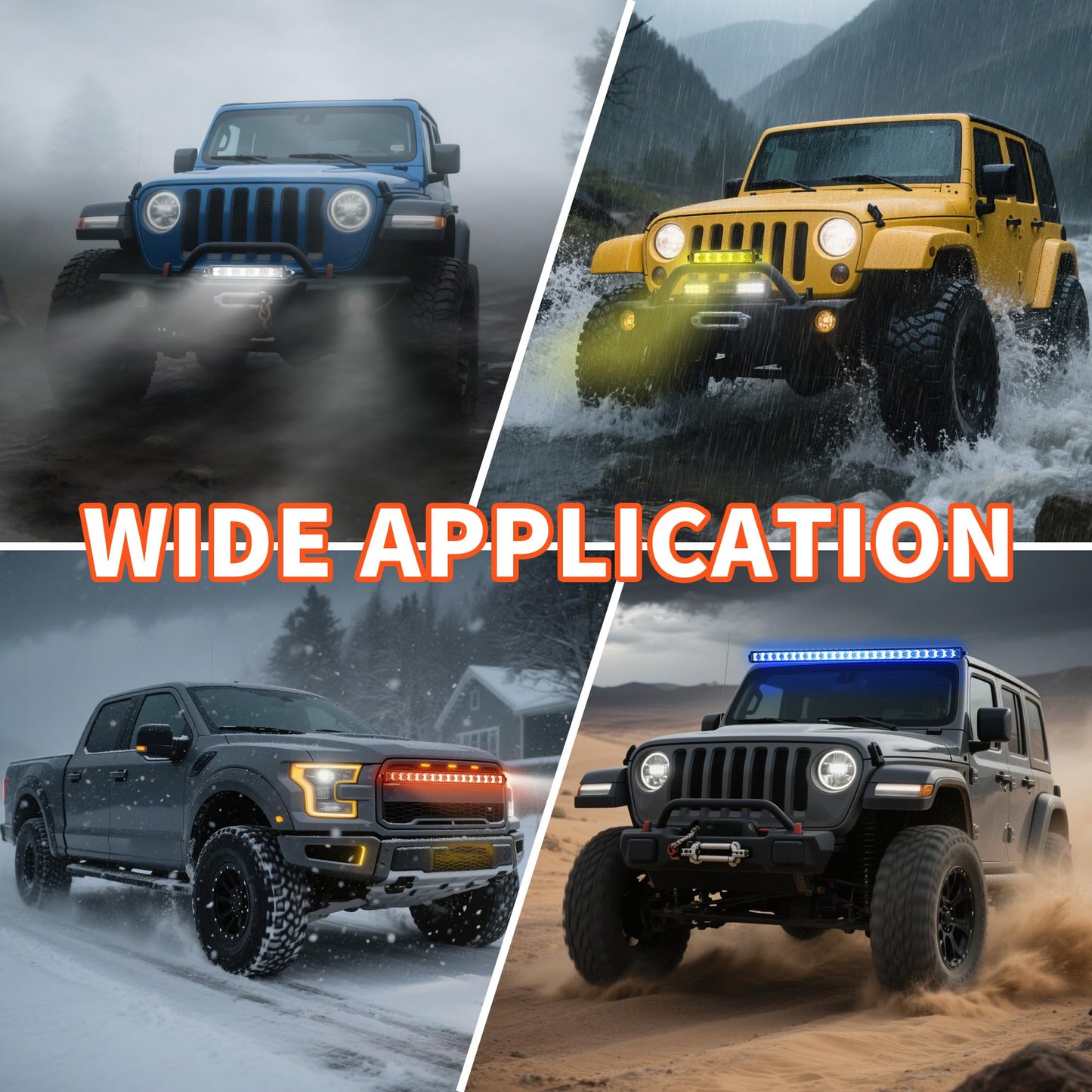 4WDKING RGB LED Light Bar for Pickup,32 inch Multi-Color Flood Spot Combo LED Fog Driving Pods IP68&IP69K Waterproof for Wrangler Jeep ATV UTV Cars Off Road Boat Lights