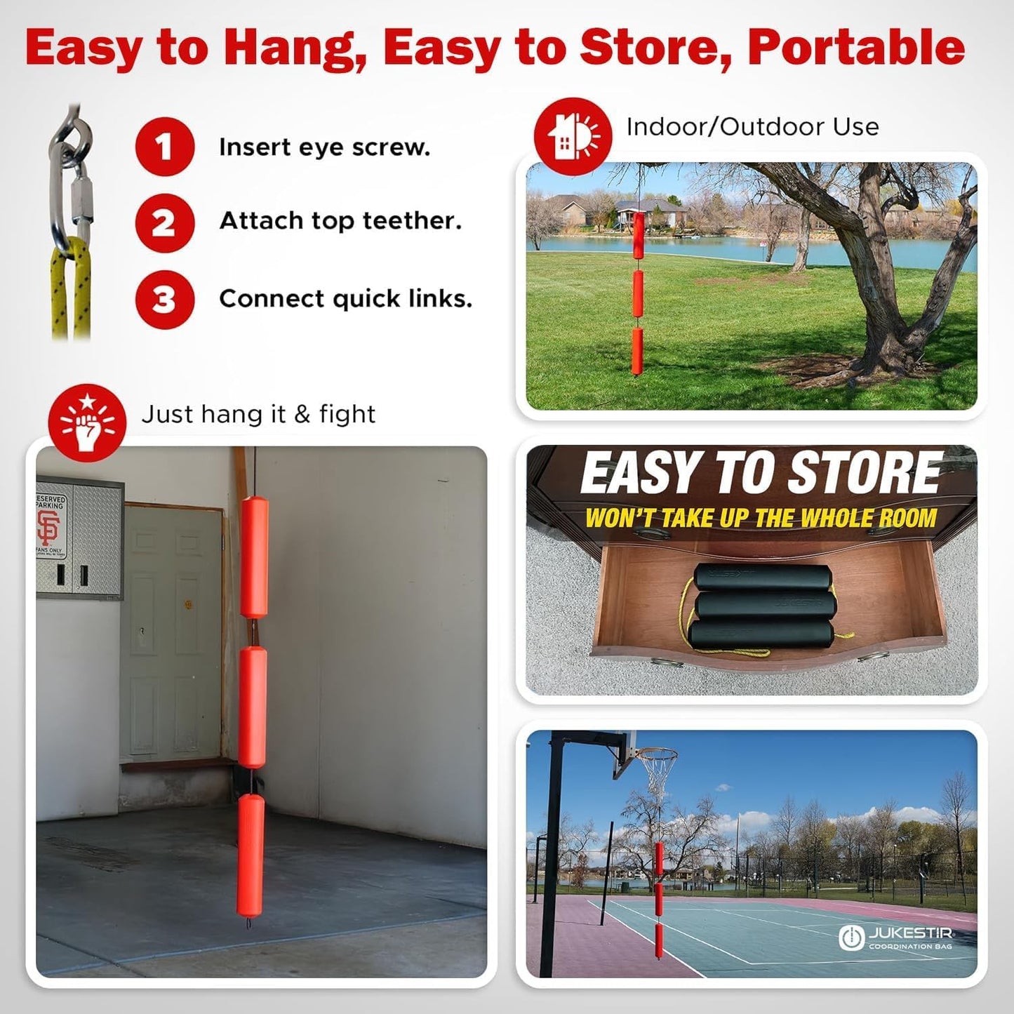 Jukestir® Only Punching Bag with Dynamic Motion. Better Footwork Than Double End Bag, Speed Bag. More Agility Than Heavy Bag. Boxing MMA Equipment. Great Workout for Adult or Teen. Used by Pros.