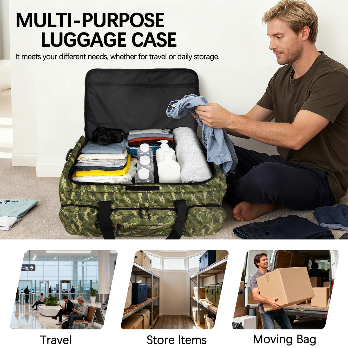 TENFLY Large Rolling Military Deployment Bag, 120L Heavy Duty Tactical Duffel with Wheels, Waterproof Luggage for Travel Camping Outdoor Adventures and Gear Storage
