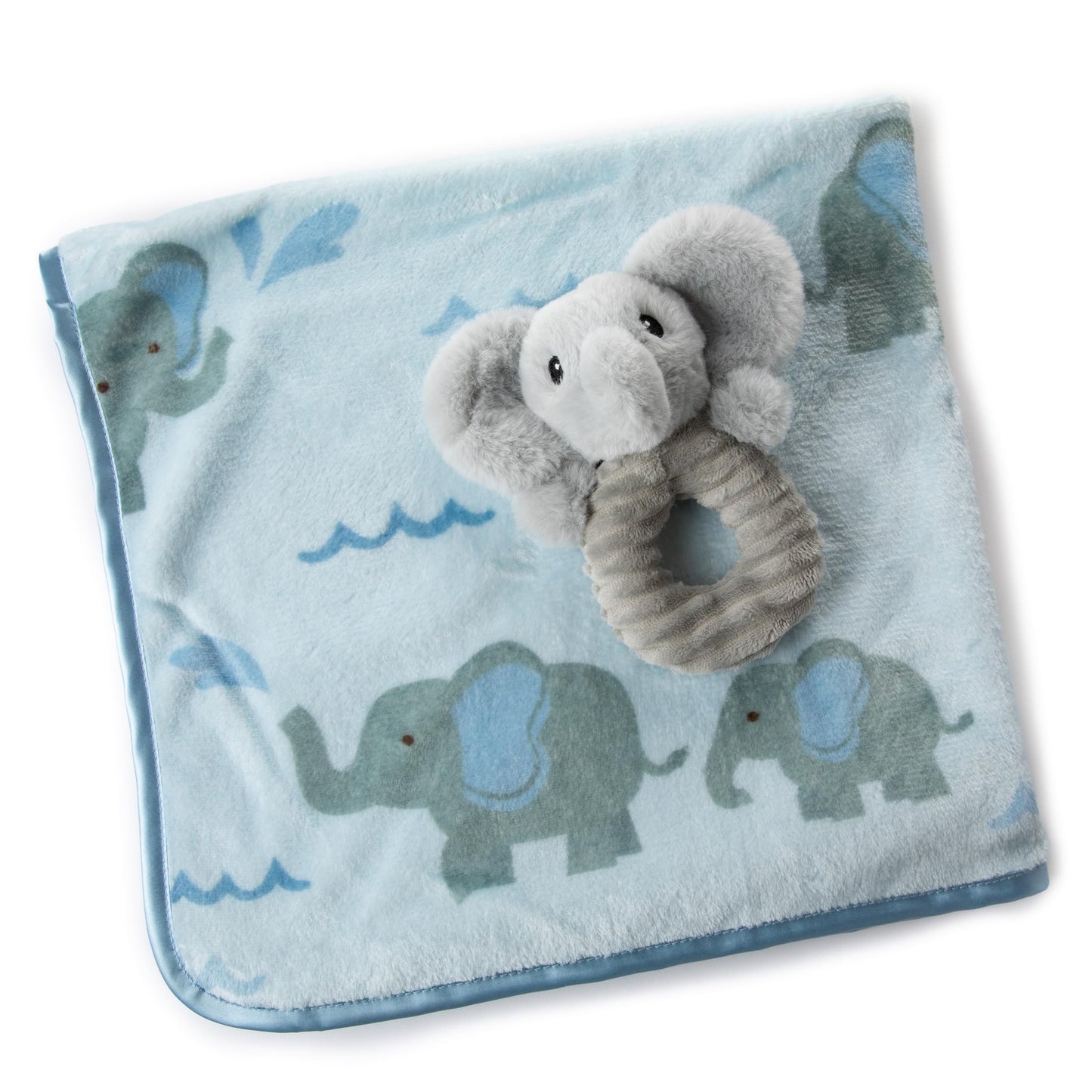 The Petting Zoo Elephant Stuffed Animal Plushie Blanket and Rattle, Gifts for Kids, Bumblez Animals, Grey Elephant Plush Toy, 30 inches