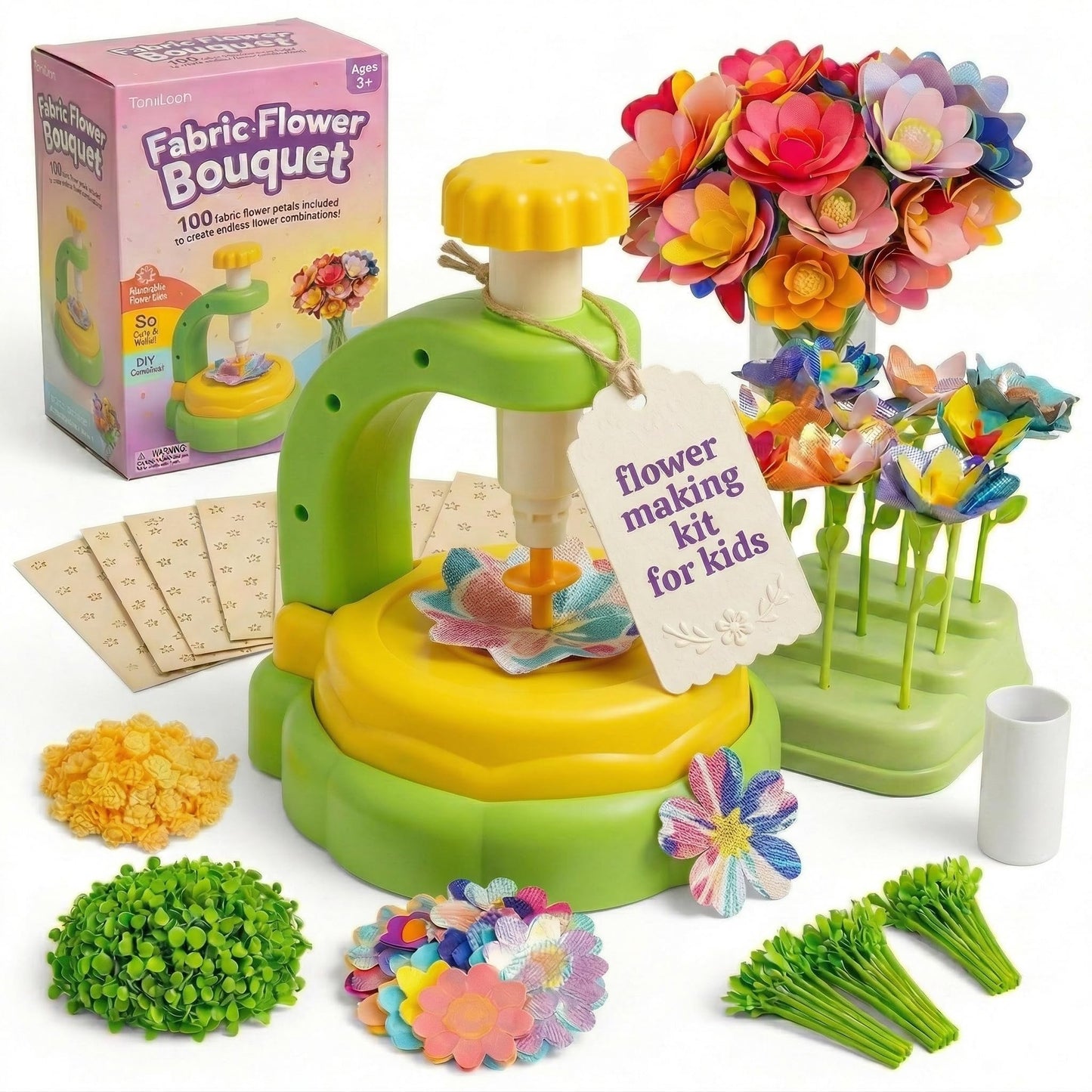 Fabric Flower Bouquets Toys, DIY Craft Kits Toys for Kids - Flowers Market Toy, Build Your Flower Bouquet, Arts & Crafts for 3+ Year Toddler Girl, Educational Activity Preschool B-Day Gifts