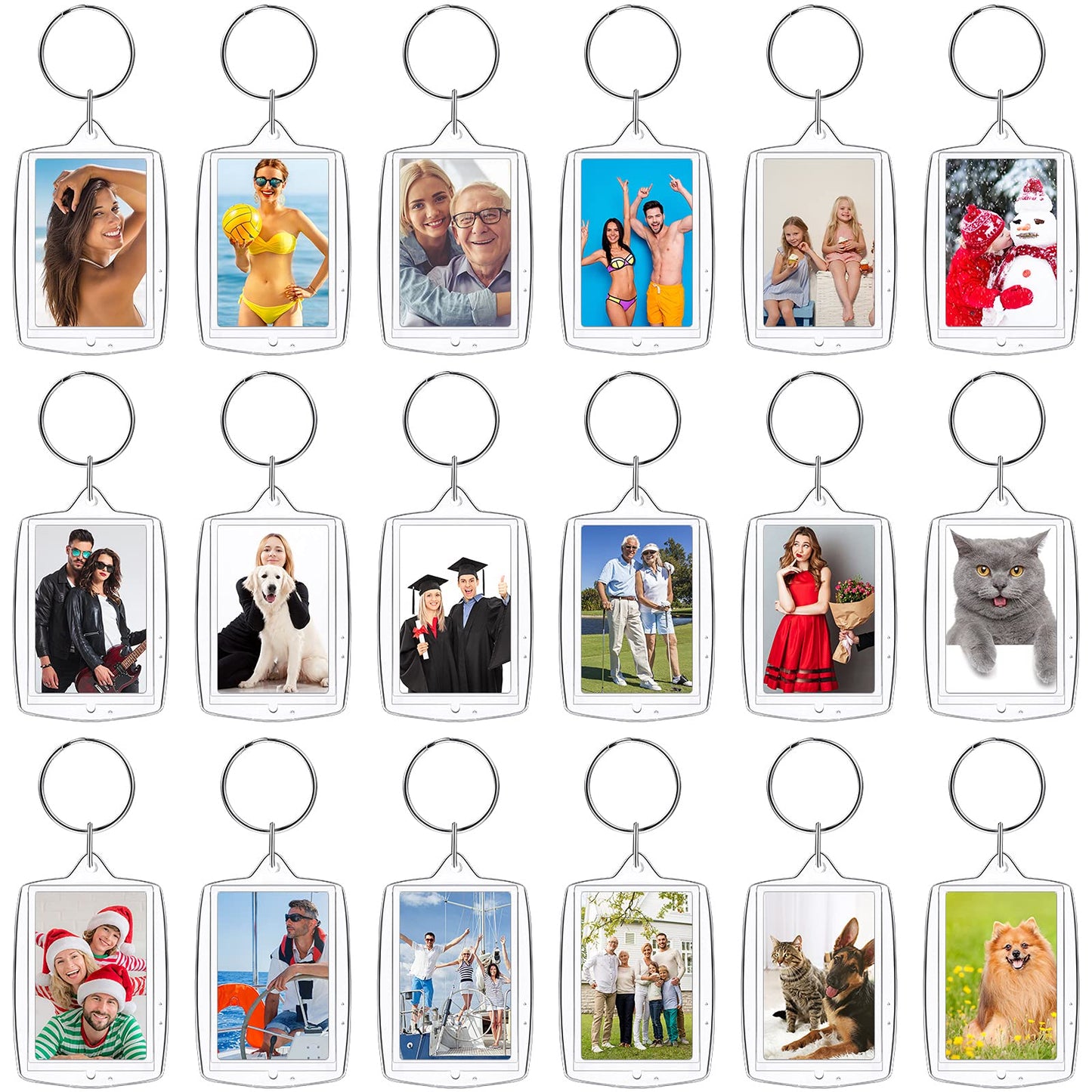 MTLEE 150 Pcs Photo Insert Keychain Clear Acrylic Picture Keychains Picture Frame Key Chain Blank Photo Keychains(Square)