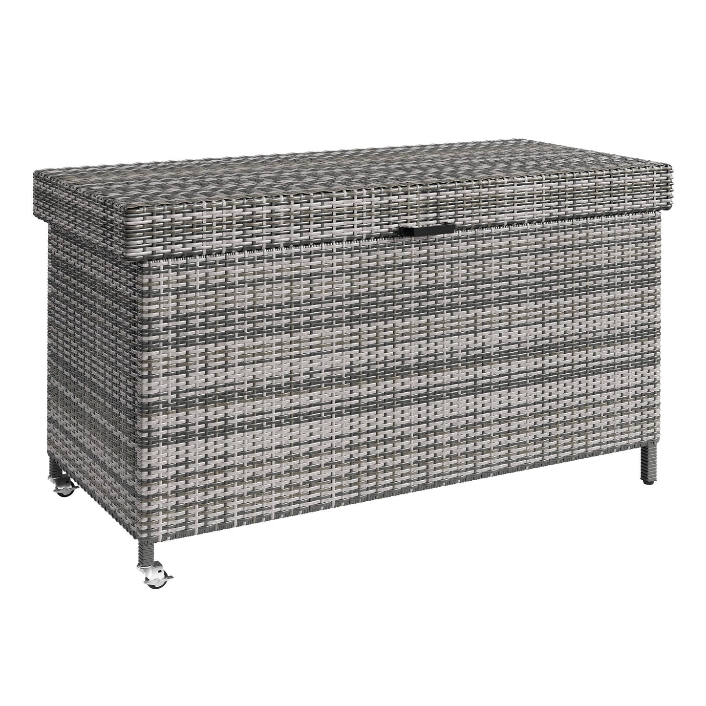 DWVO 200 Gallon Deck Box, Outdoor Storage Box w/Storage Net, Rattan XL Outdoor Cushion Storage for Patio Furniture, Garden Tools, Pool Sports Equipment (Grey)